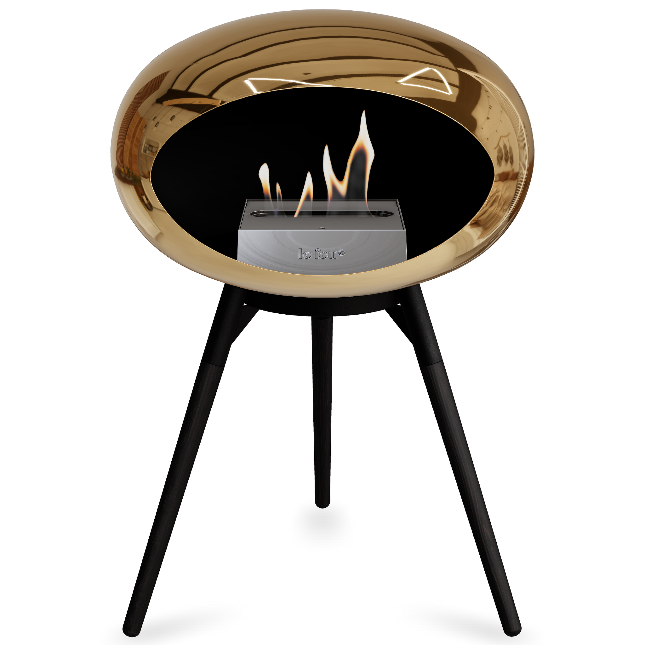 Ground Wood Low Chromed Rose Gold Bio Fireplace with Rose Gold Burner