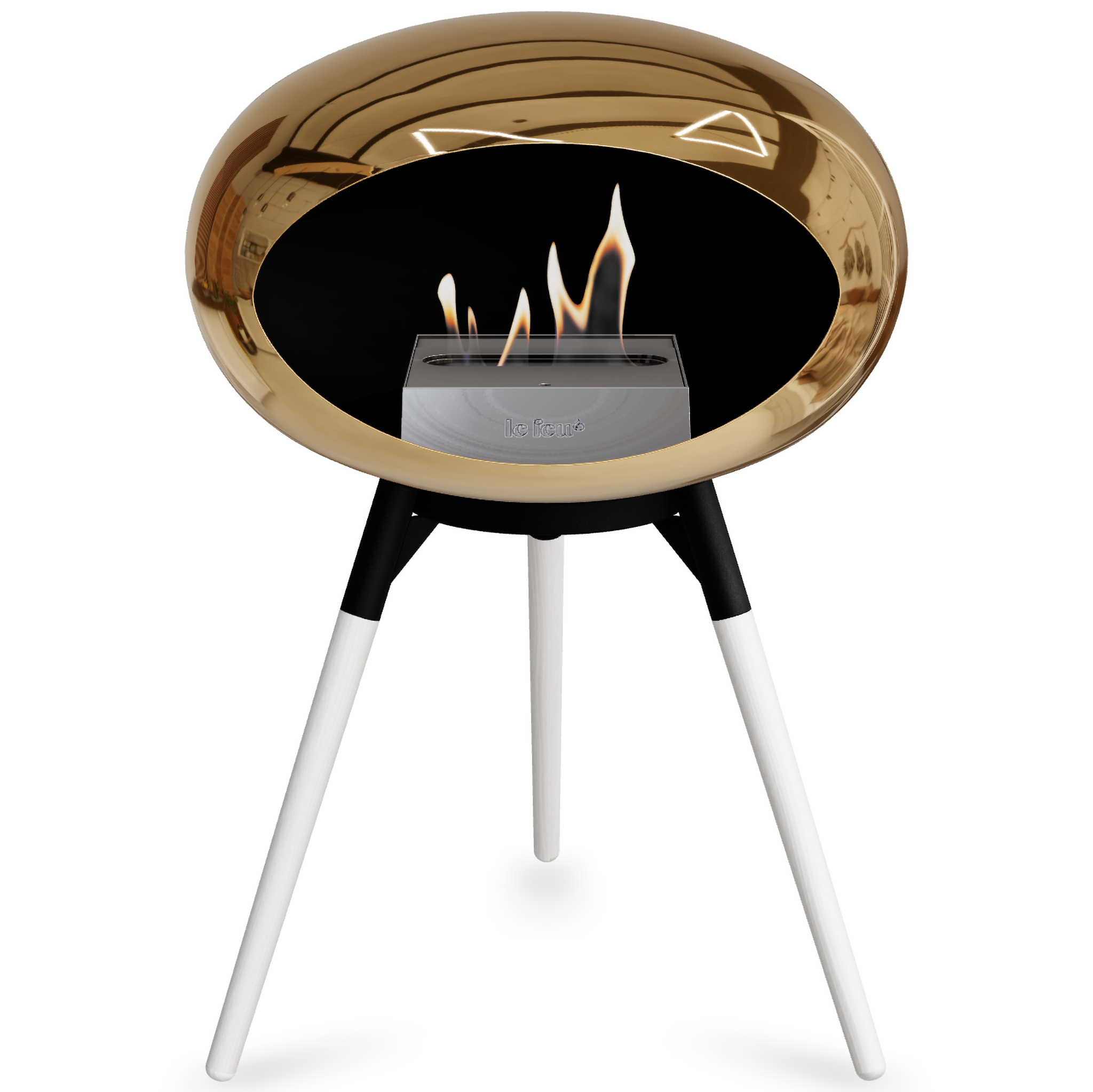 Ground Wood Low Chromed Rose Gold Bio Fireplace with Rose Gold Burner