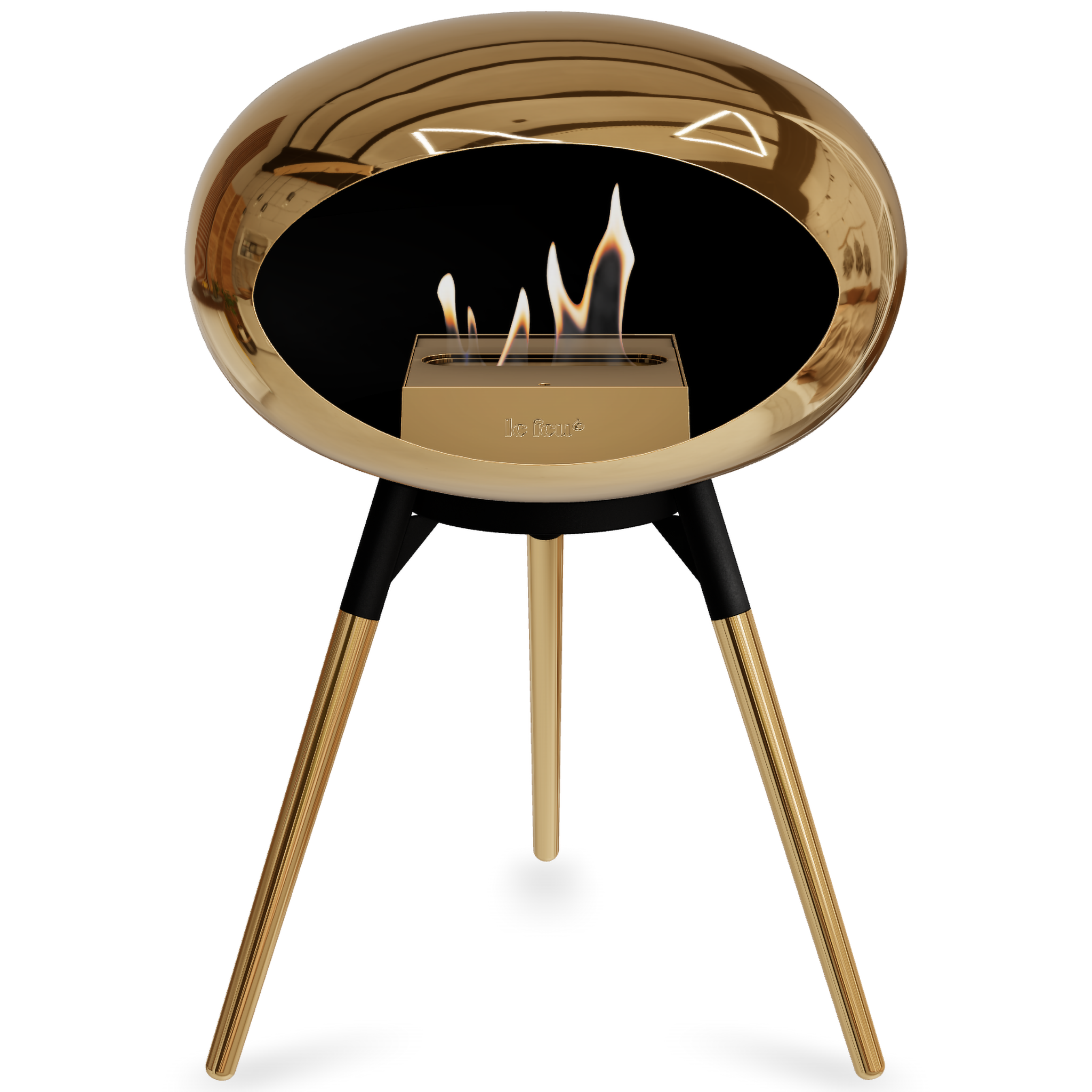 Ground Wood Low Chromed Rose Gold Bio Fireplace with Rose Gold Burner