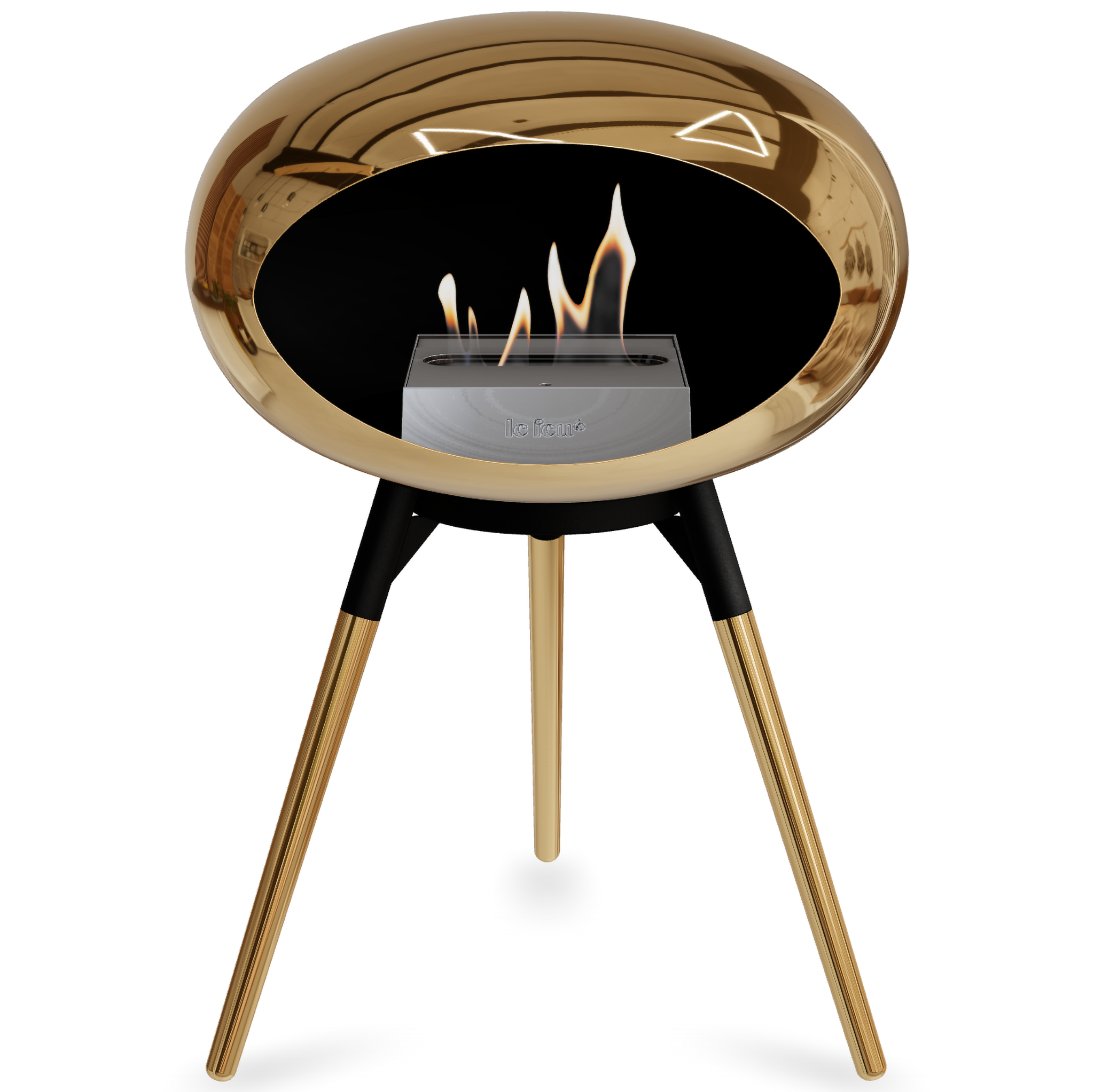 Ground Wood Low Chromed Rose Gold Bio Fireplace with Rose Gold Burner