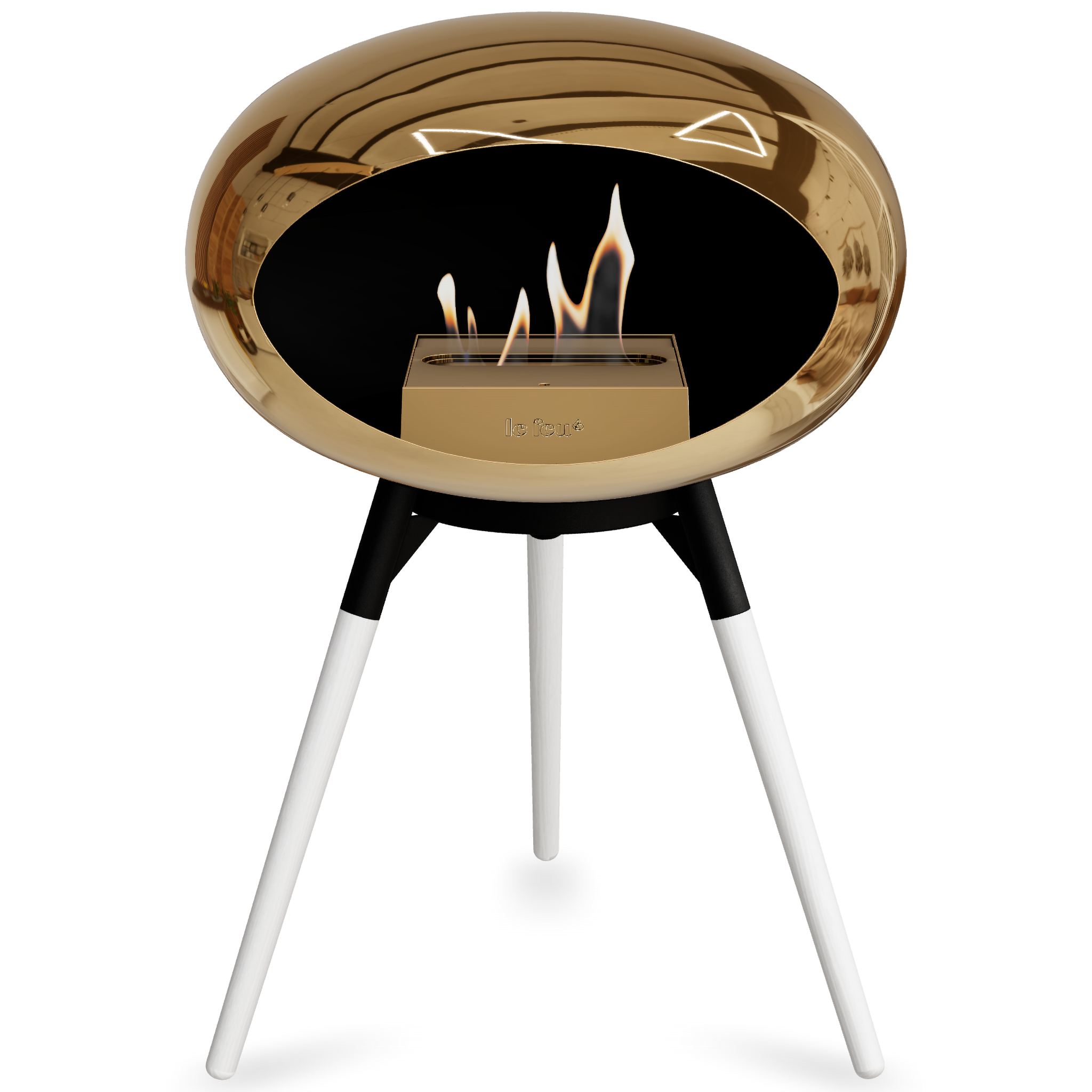 Ground Wood Low Chromed Rose Gold Bio Fireplace with Rose Gold Burner
