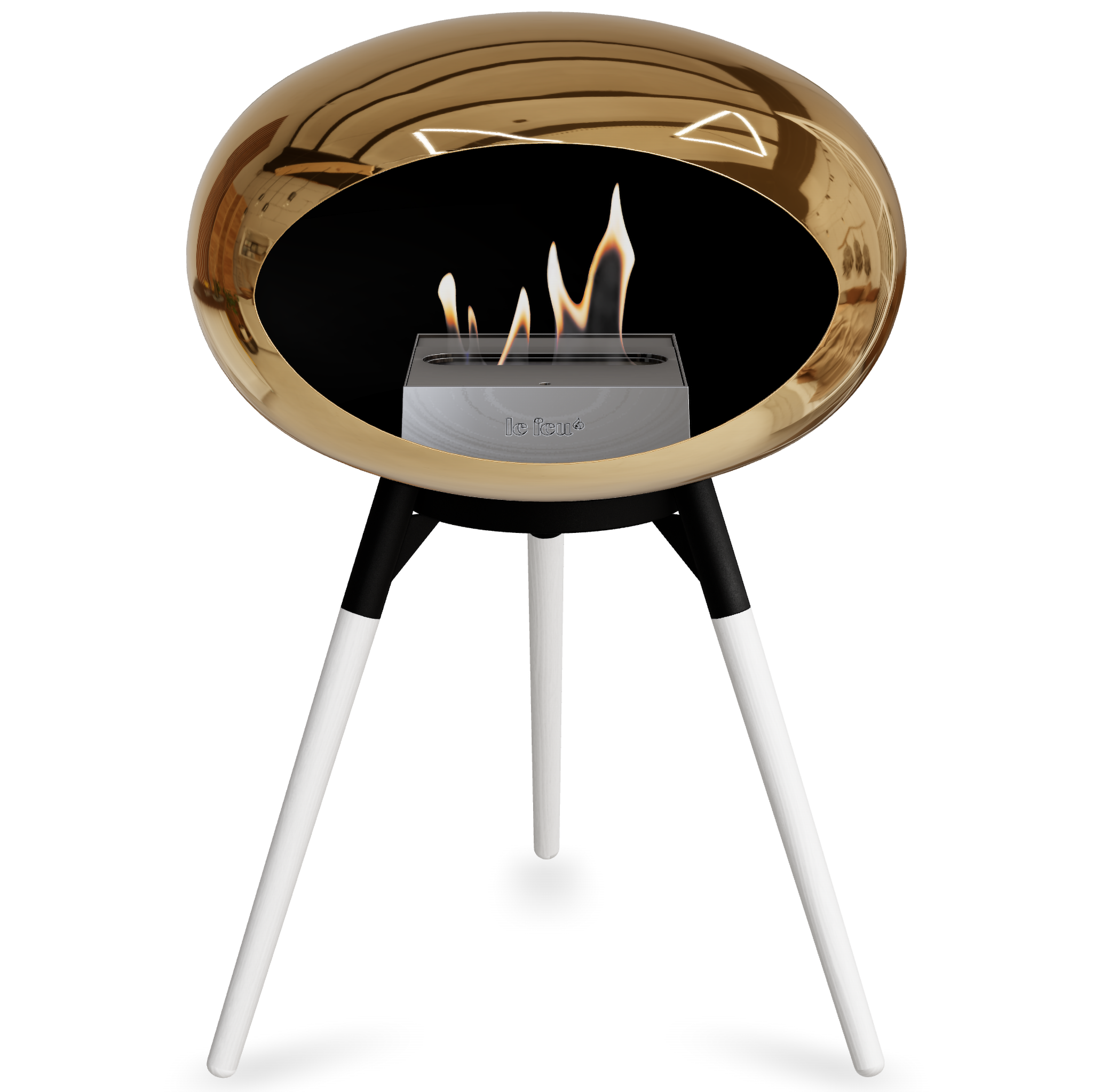 Ground Wood Low Chromed Rose Gold Bio Fireplace with Rose Gold Burner