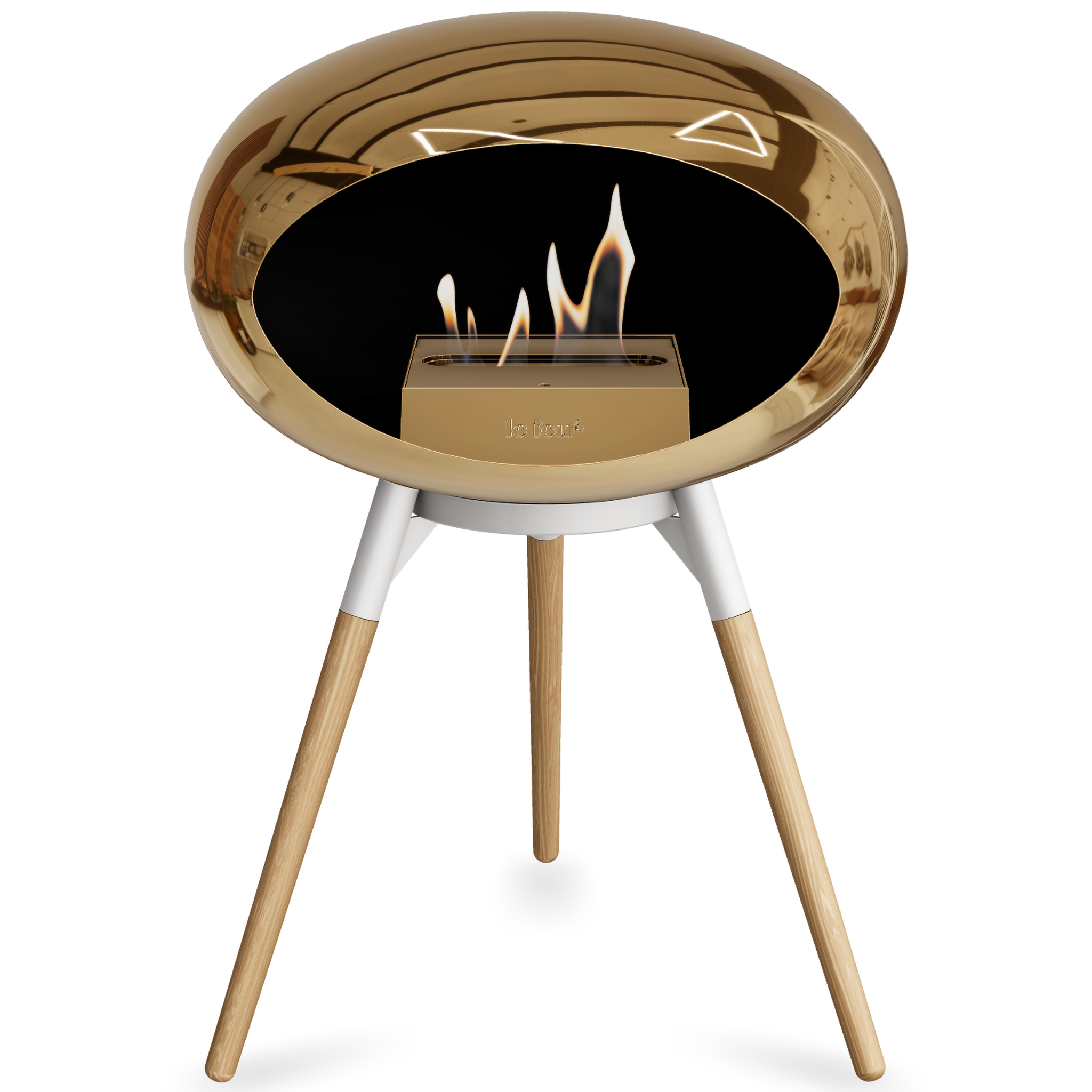 Ground Wood Low Chromed Rose Gold Bio Fireplace with Rose Gold Burner