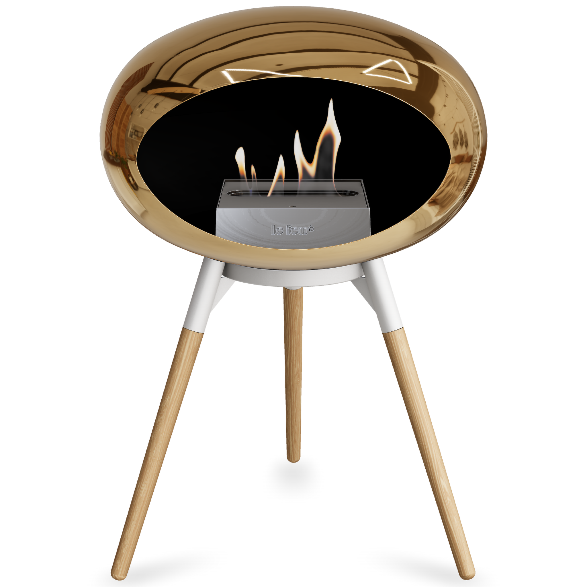 Ground Wood Low Chromed Rose Gold Bio Fireplace with Rose Gold Burner