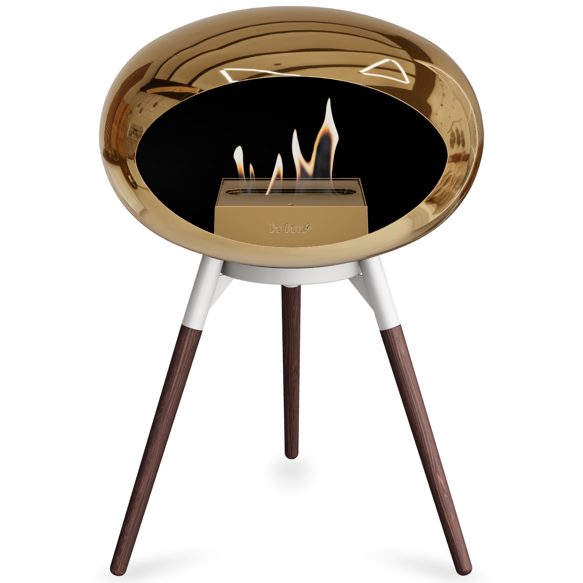 Ground Wood Low Chromed Rose Gold Bio Fireplace with Rose Gold Burner