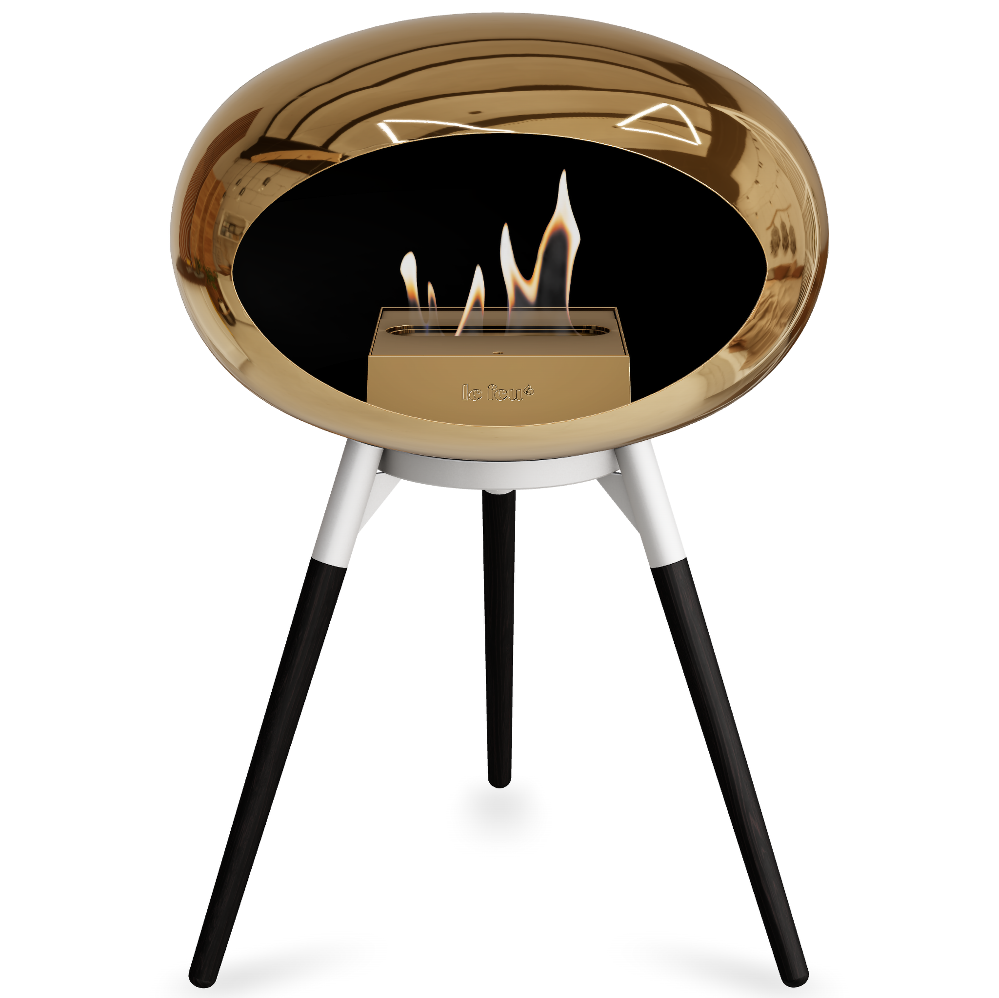 Ground Wood Low Chromed Rose Gold Bio Fireplace with Rose Gold Burner
