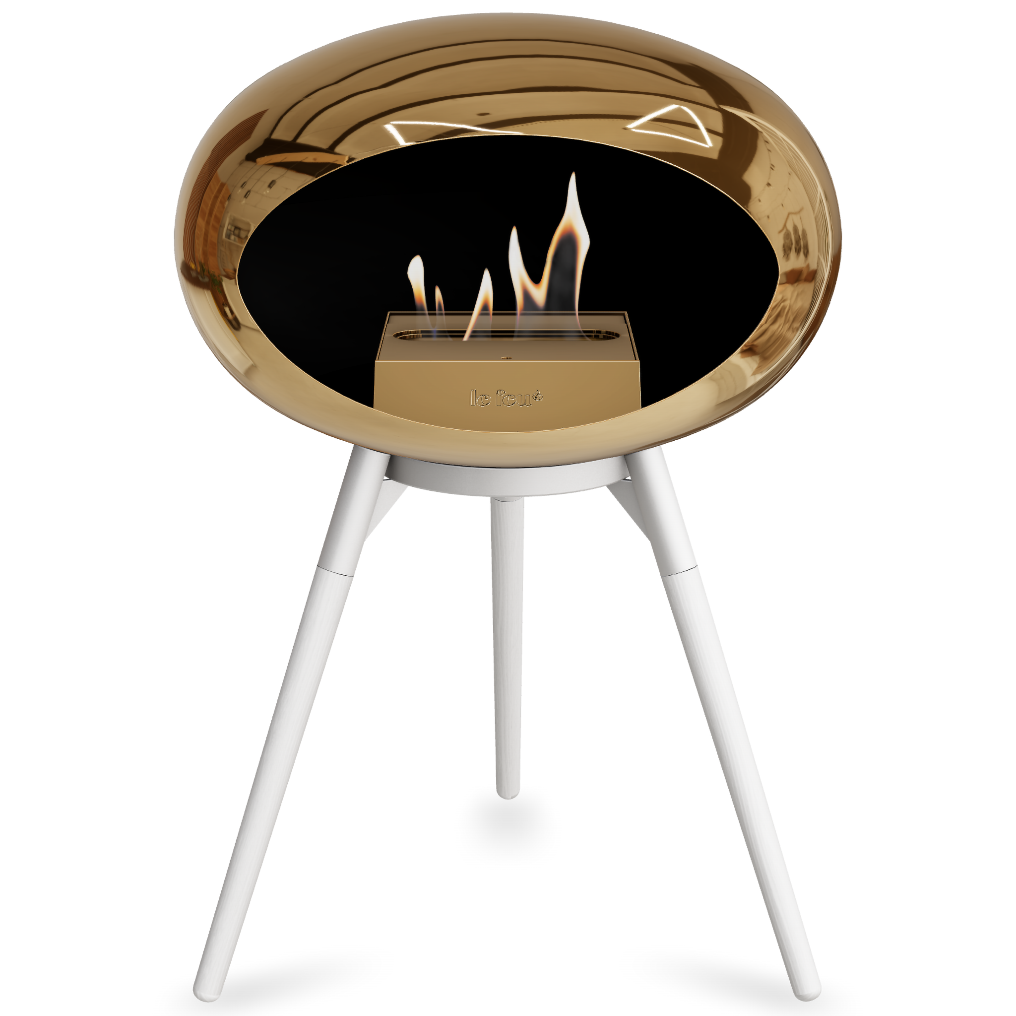 Ground Wood Low Chromed Rose Gold Bio Fireplace with Rose Gold Burner