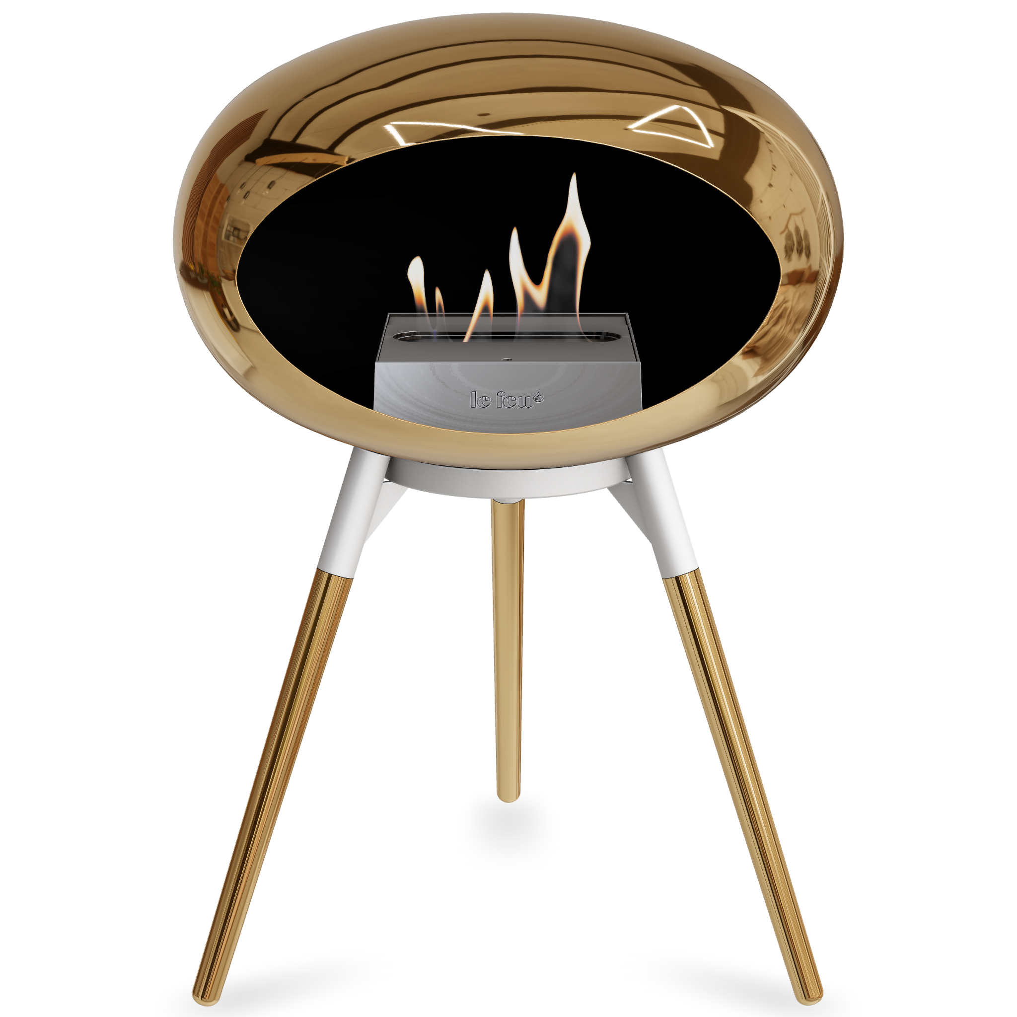 Ground Wood Low Chromed Rose Gold Bio Fireplace with Rose Gold Burner