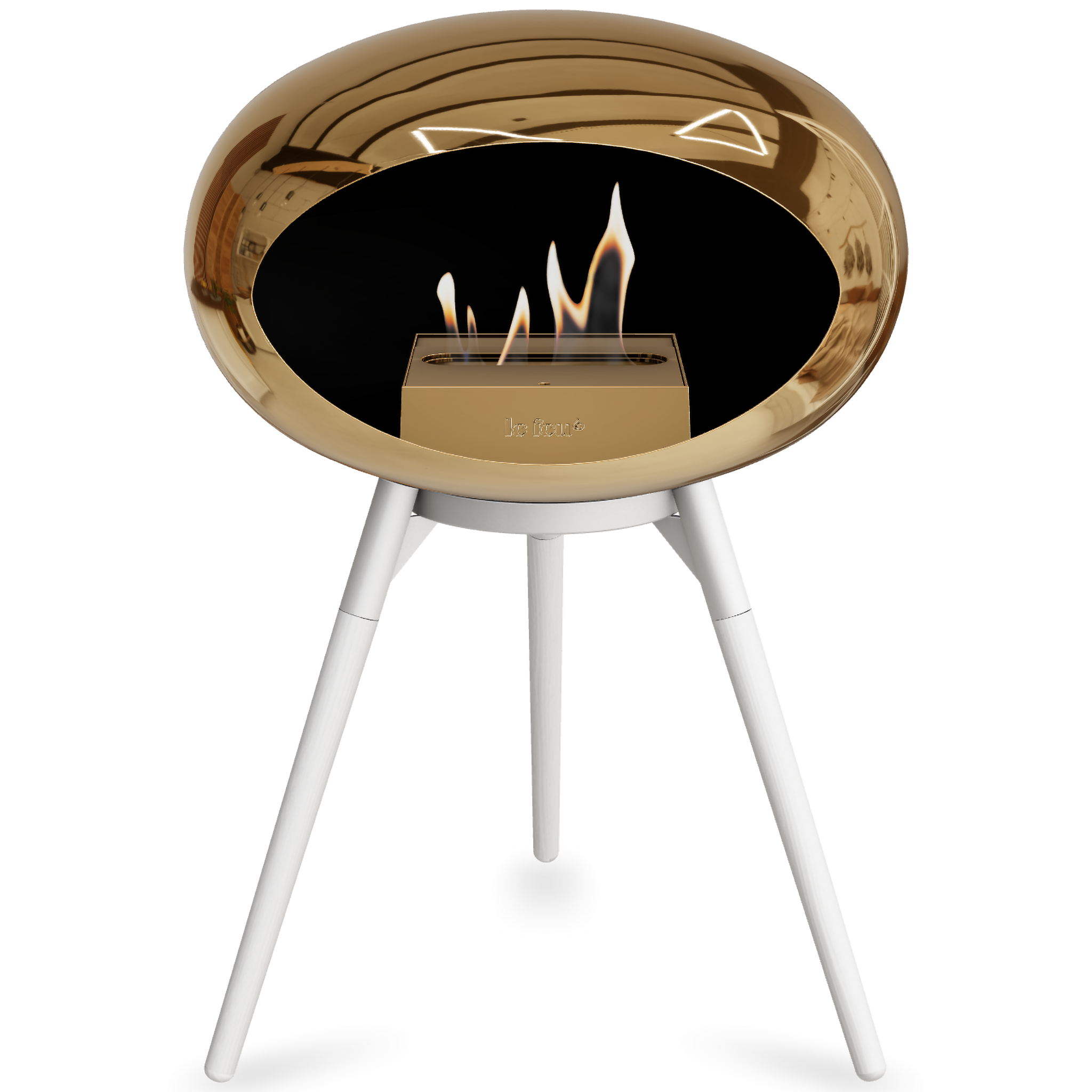 Ground Wood Low Chromed Rose Gold Bio Fireplace with Rose Gold Burner