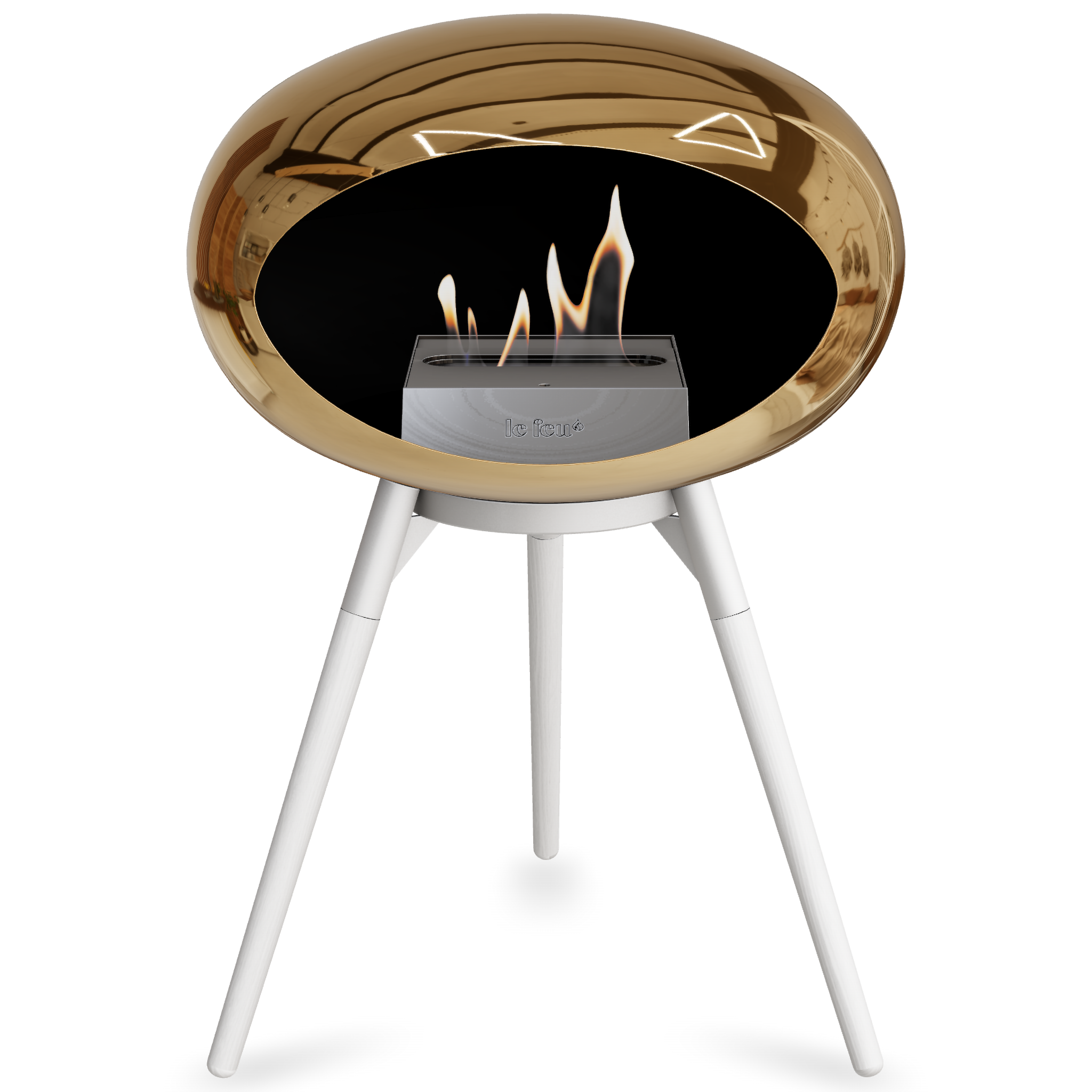 Ground Wood Low Chromed Rose Gold Bio Fireplace with Rose Gold Burner