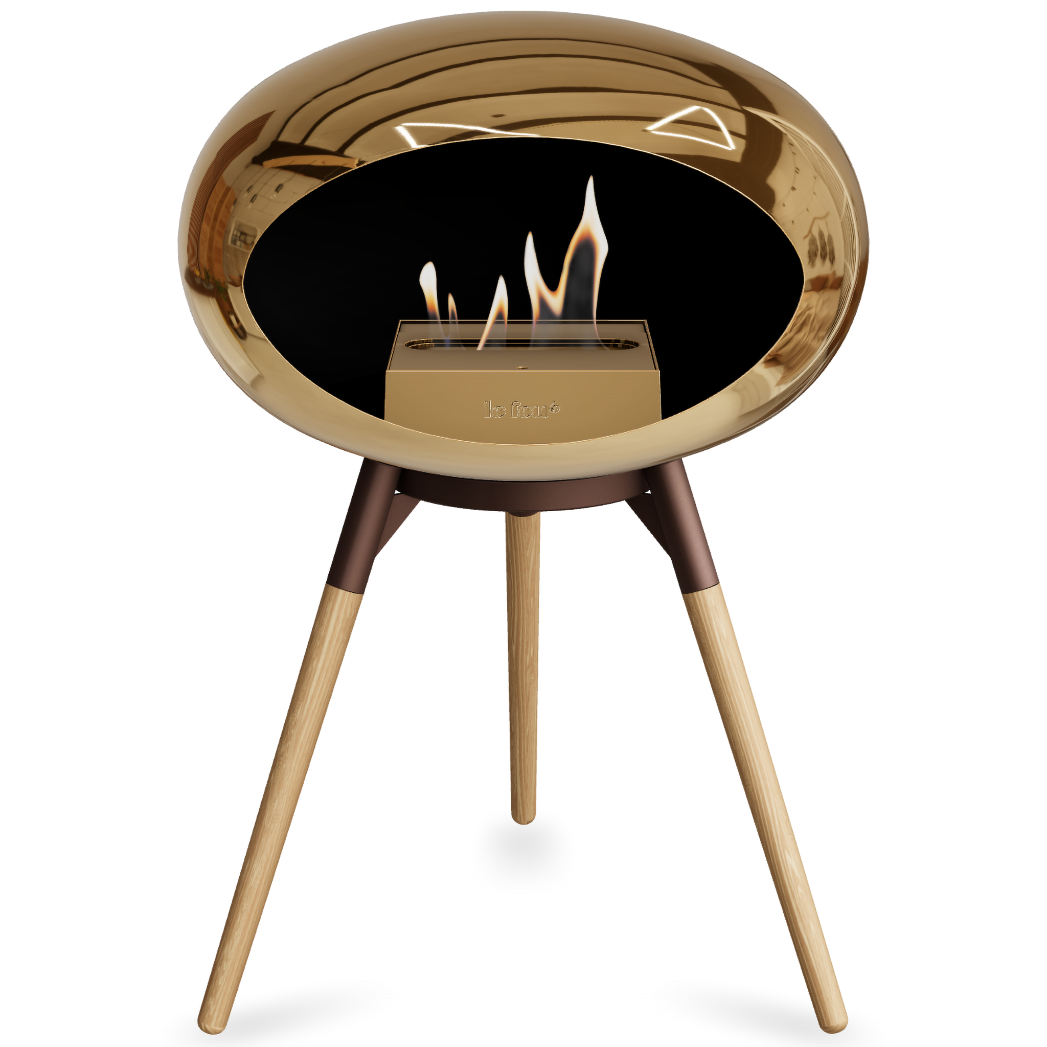Ground Wood Low Chromed Rose Gold Bio Fireplace with Rose Gold Burner