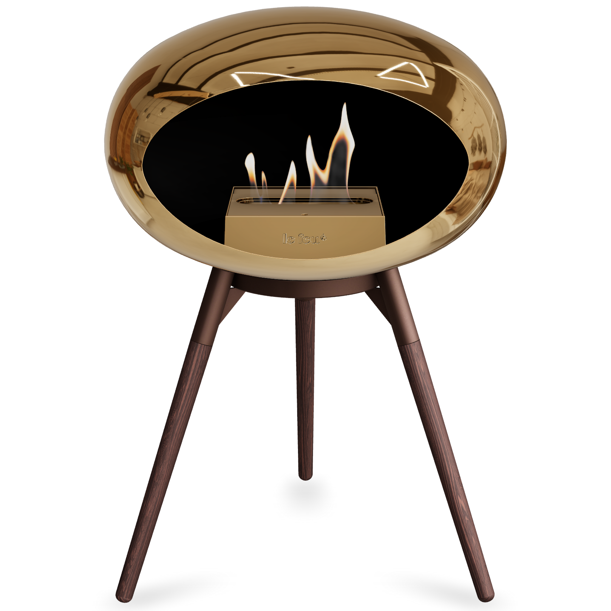Ground Wood Low Chromed Rose Gold Bio Fireplace with Rose Gold Burner