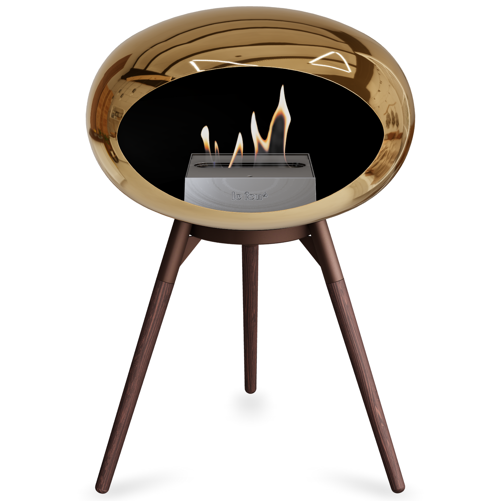Ground Wood Low Chromed Rose Gold Bio Fireplace with Rose Gold Burner