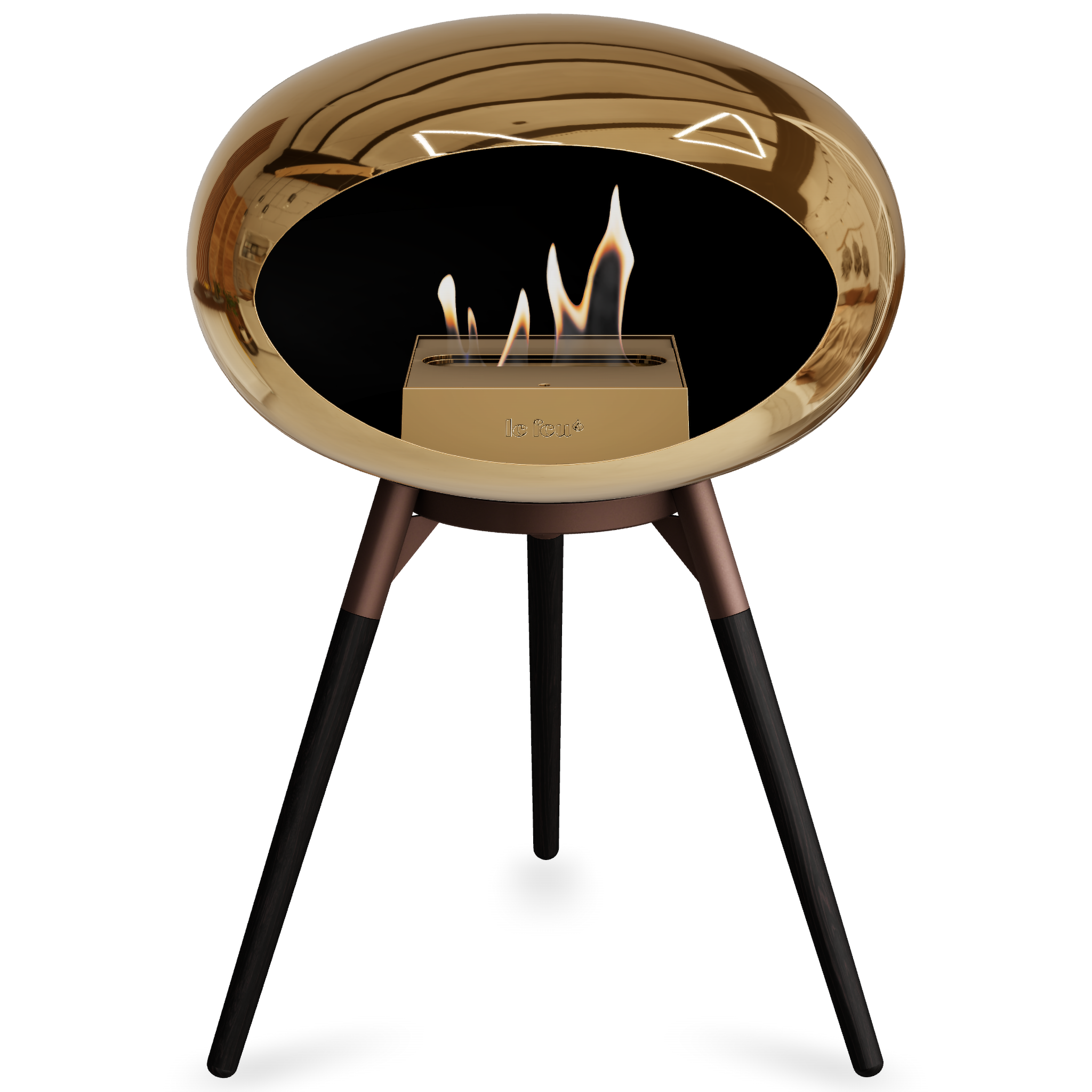 Ground Wood Low Chromed Rose Gold Bio Fireplace with Rose Gold Burner