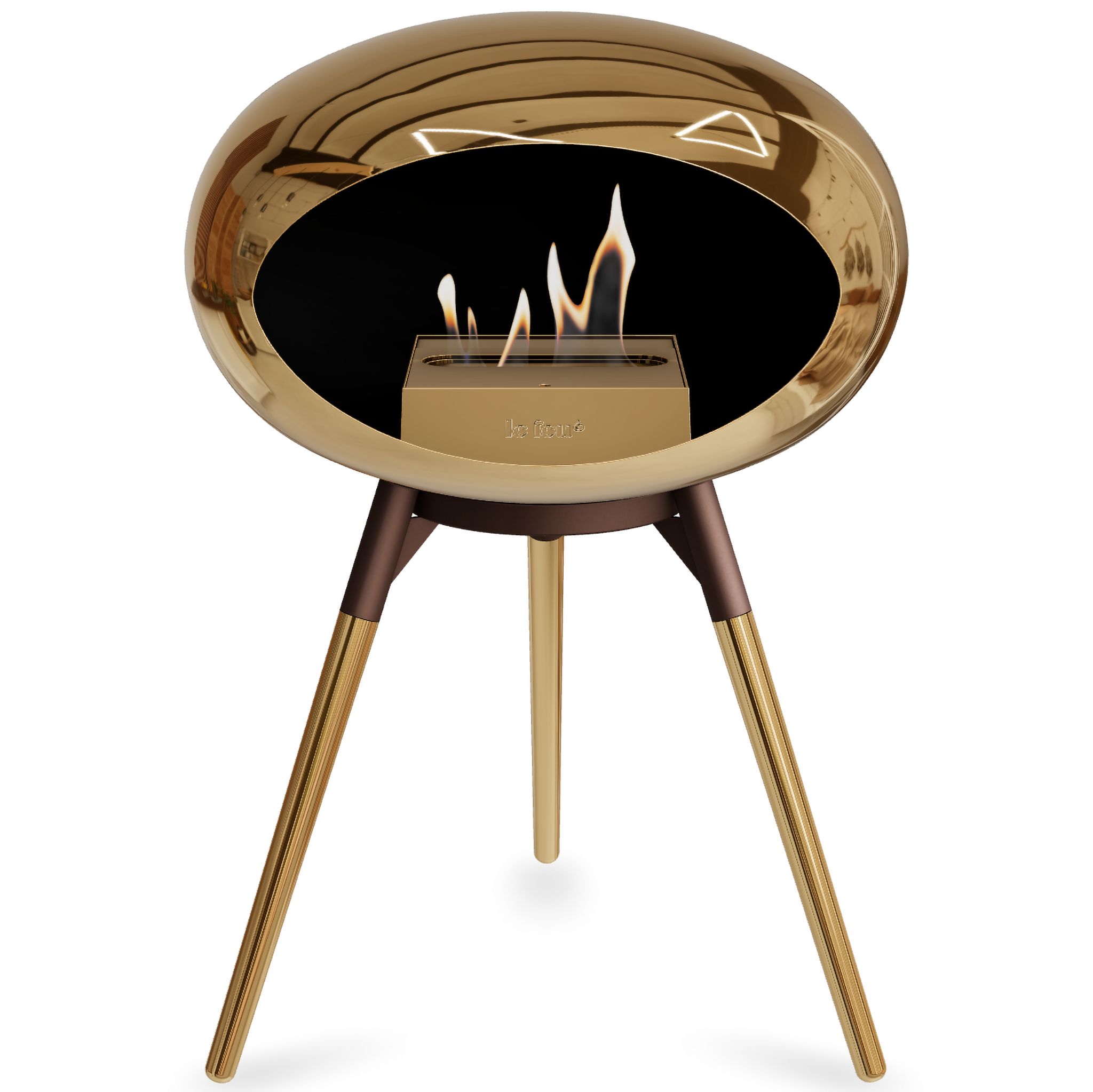 Ground Wood Low Chromed Rose Gold Bio Fireplace with Rose Gold Burner
