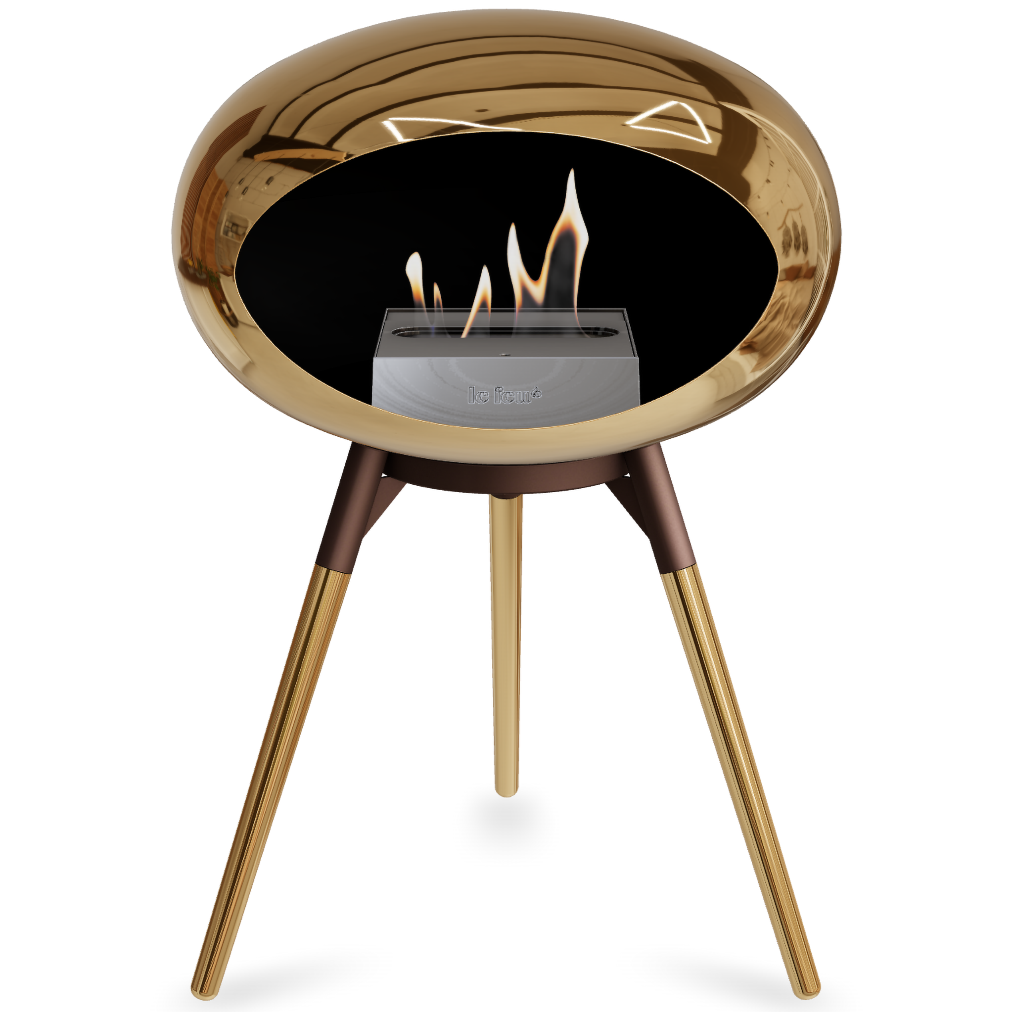 Ground Wood Low Chromed Rose Gold Bio Fireplace with Rose Gold Burner