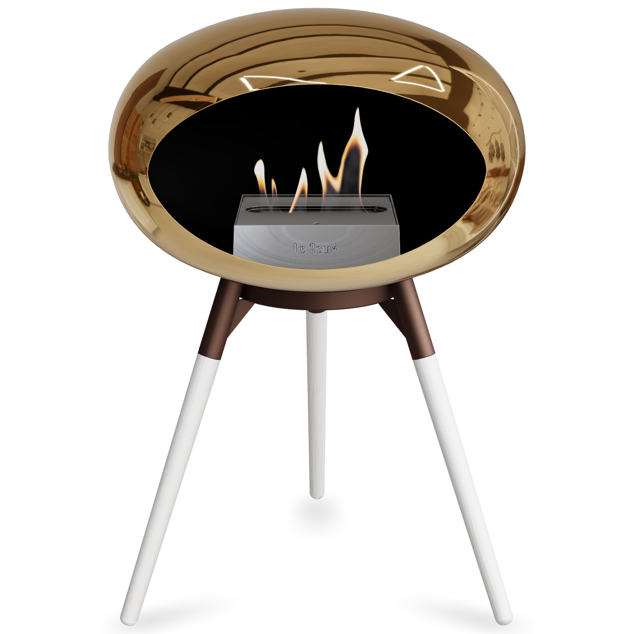 Ground Wood Low Chromed Rose Gold Bio Fireplace with Rose Gold Burner
