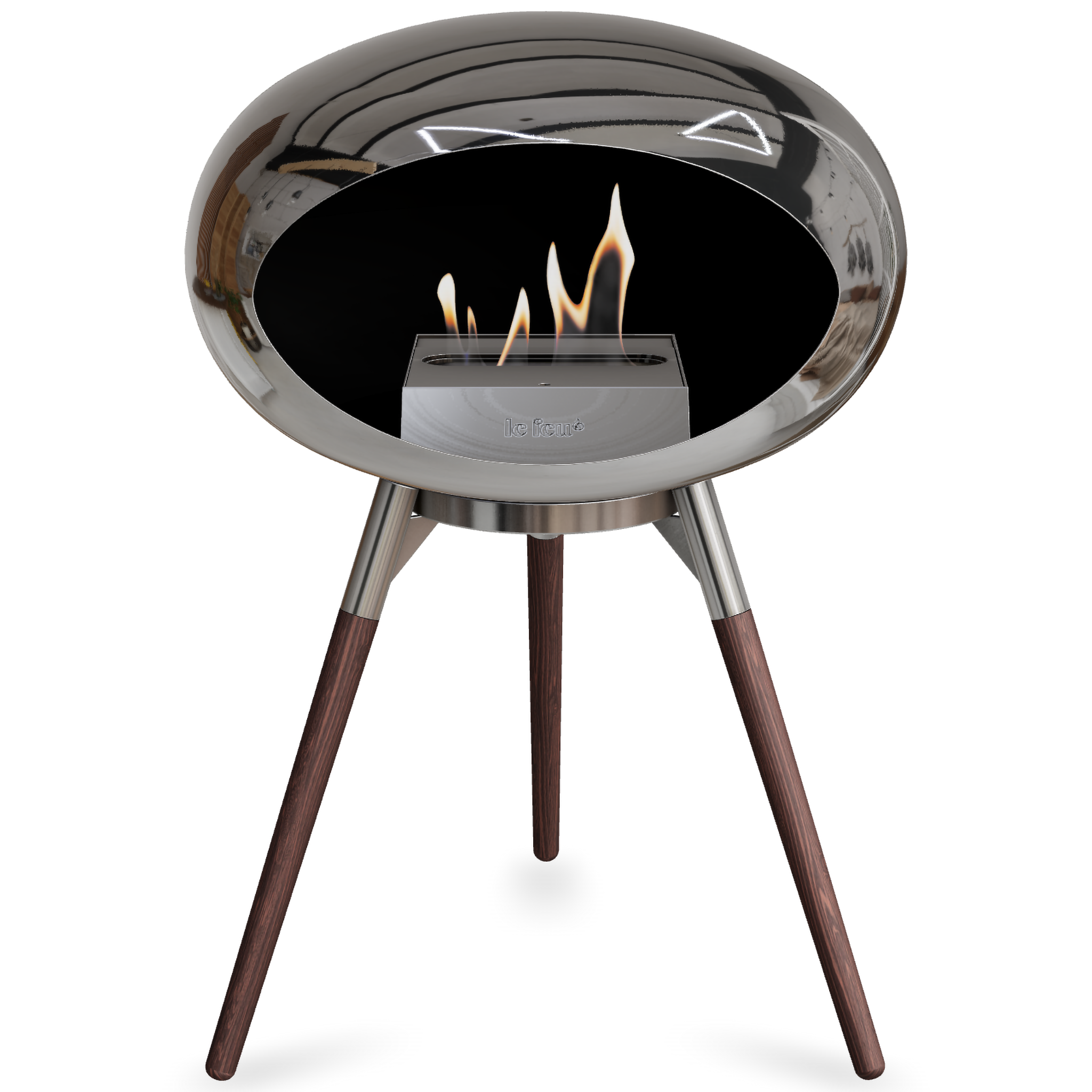 Ground Wood Low Chromed Silver Bio Fireplace with Steel Burner