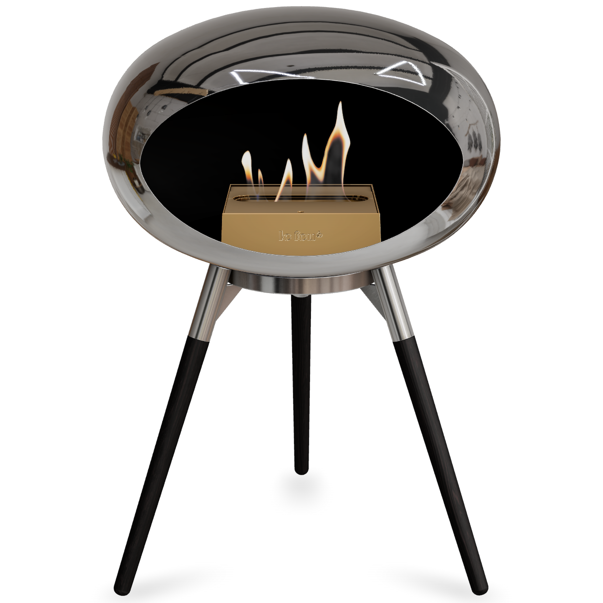 Ground Wood Low Chromed Silver Bio Fireplace with Steel Burner