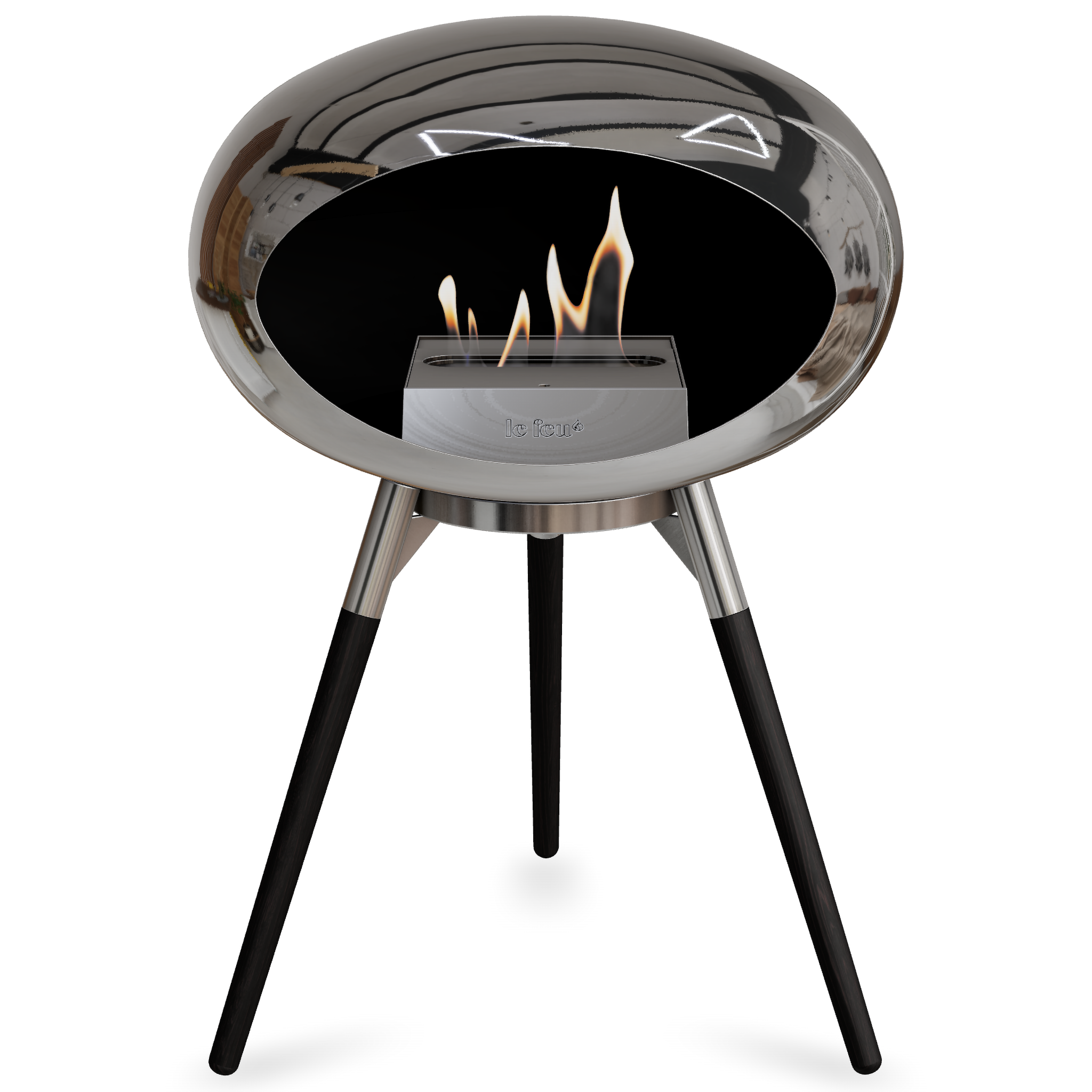 Ground Wood Low Chromed Silver Bio Fireplace with Steel Burner