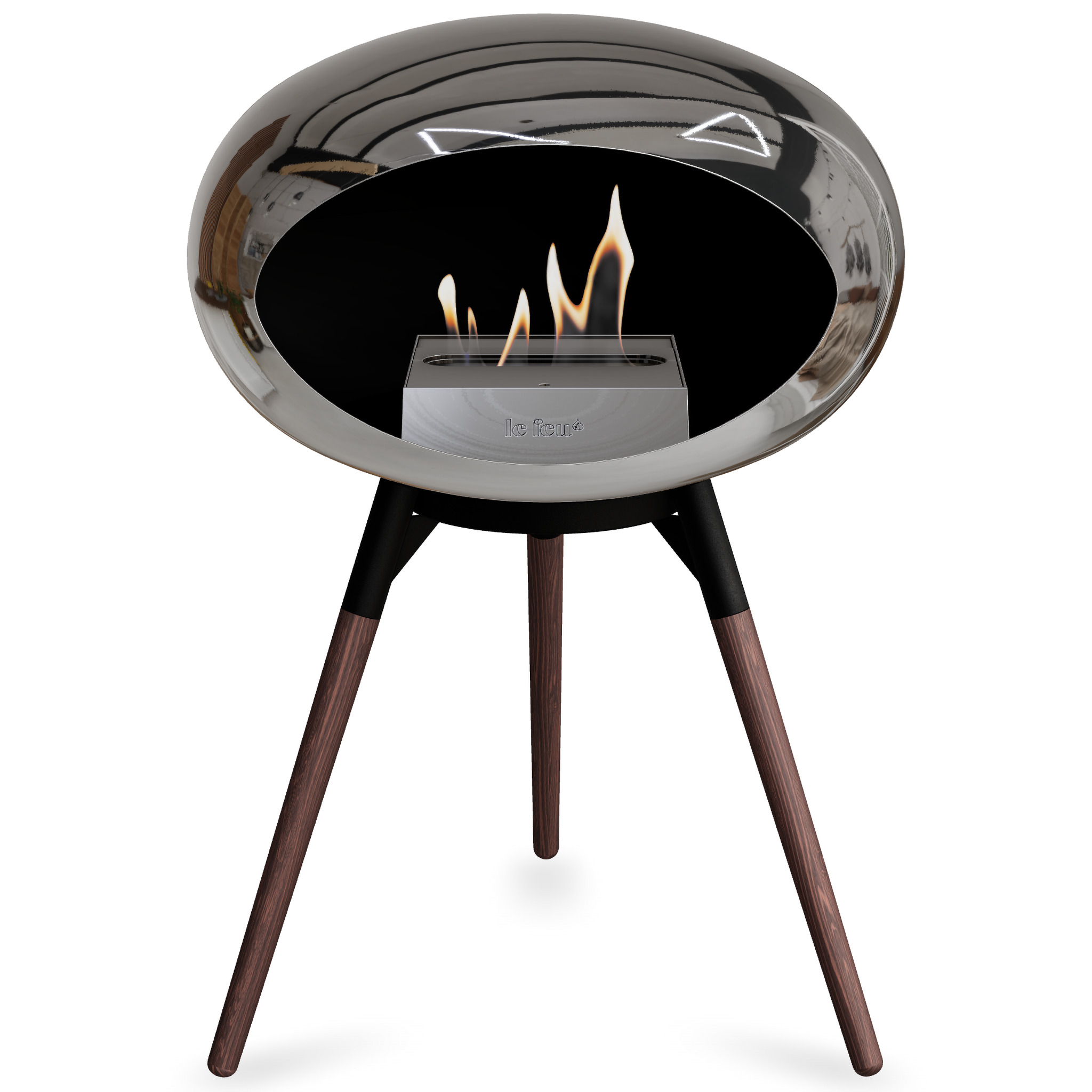 Ground Wood Low Chromed Silver Bio Fireplace with Steel Burner