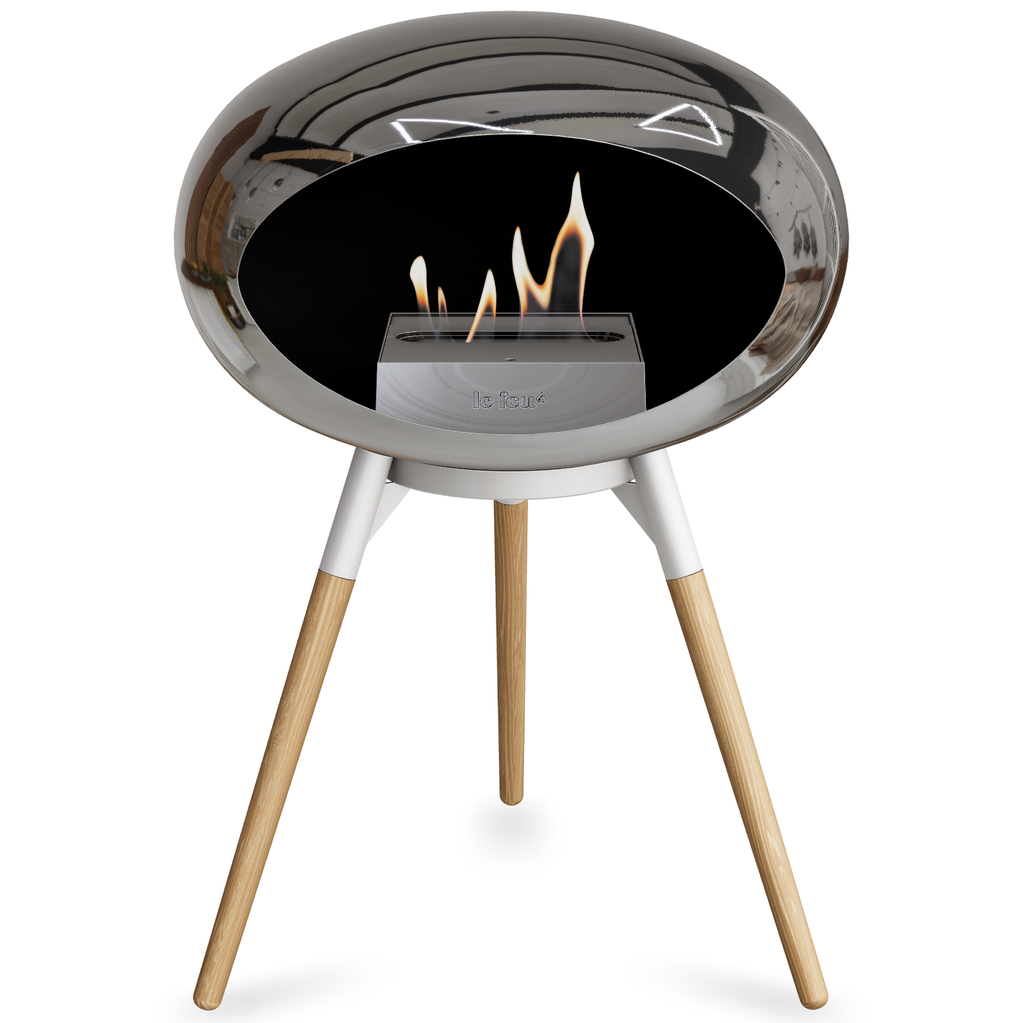 Ground Wood Low Chromed Silver Bio Fireplace with Steel Burner