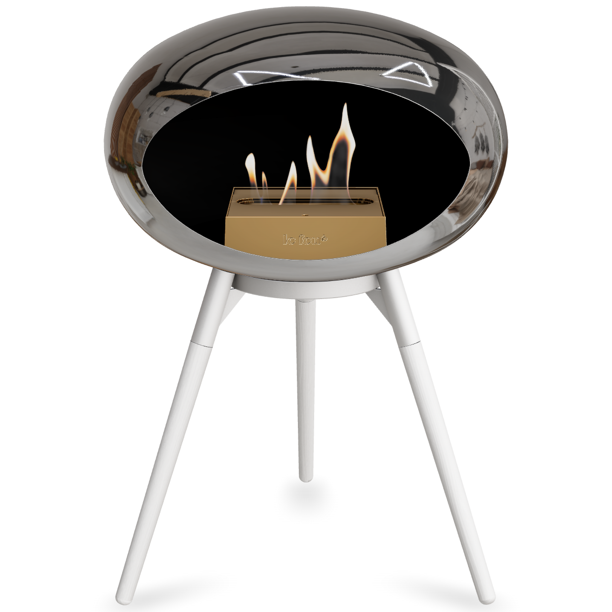 Ground Wood Low Chromed Silver Bio Fireplace with Steel Burner