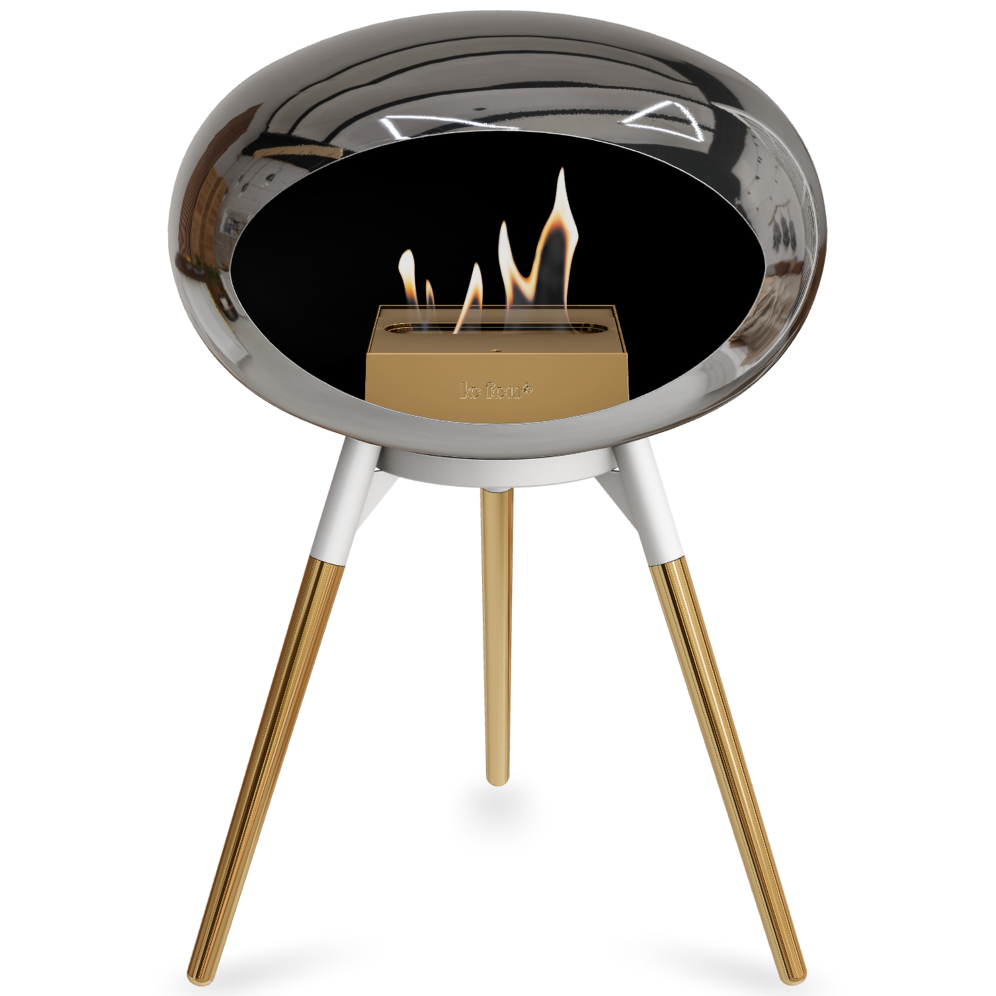 Ground Wood Low Chromed Silver Bio Fireplace with Steel Burner