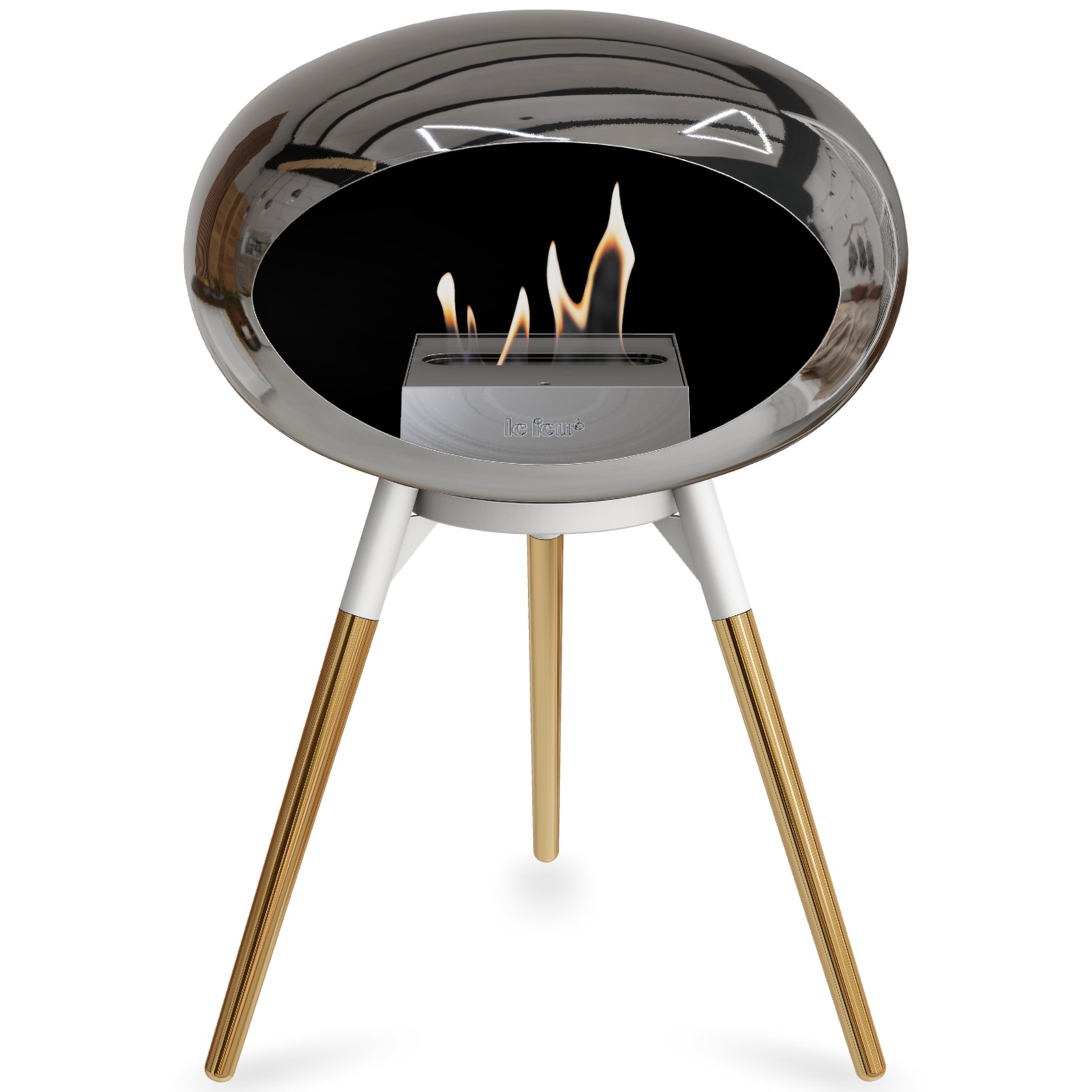 Ground Wood Low Chromed Silver Bio Fireplace with Steel Burner