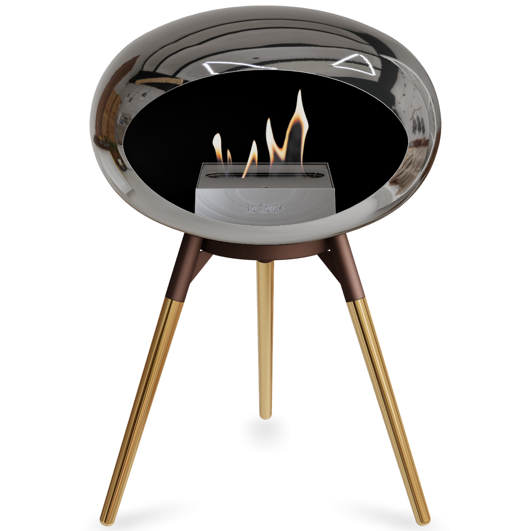 Ground Wood Low Chromed Silver Bio Fireplace with Steel Burner