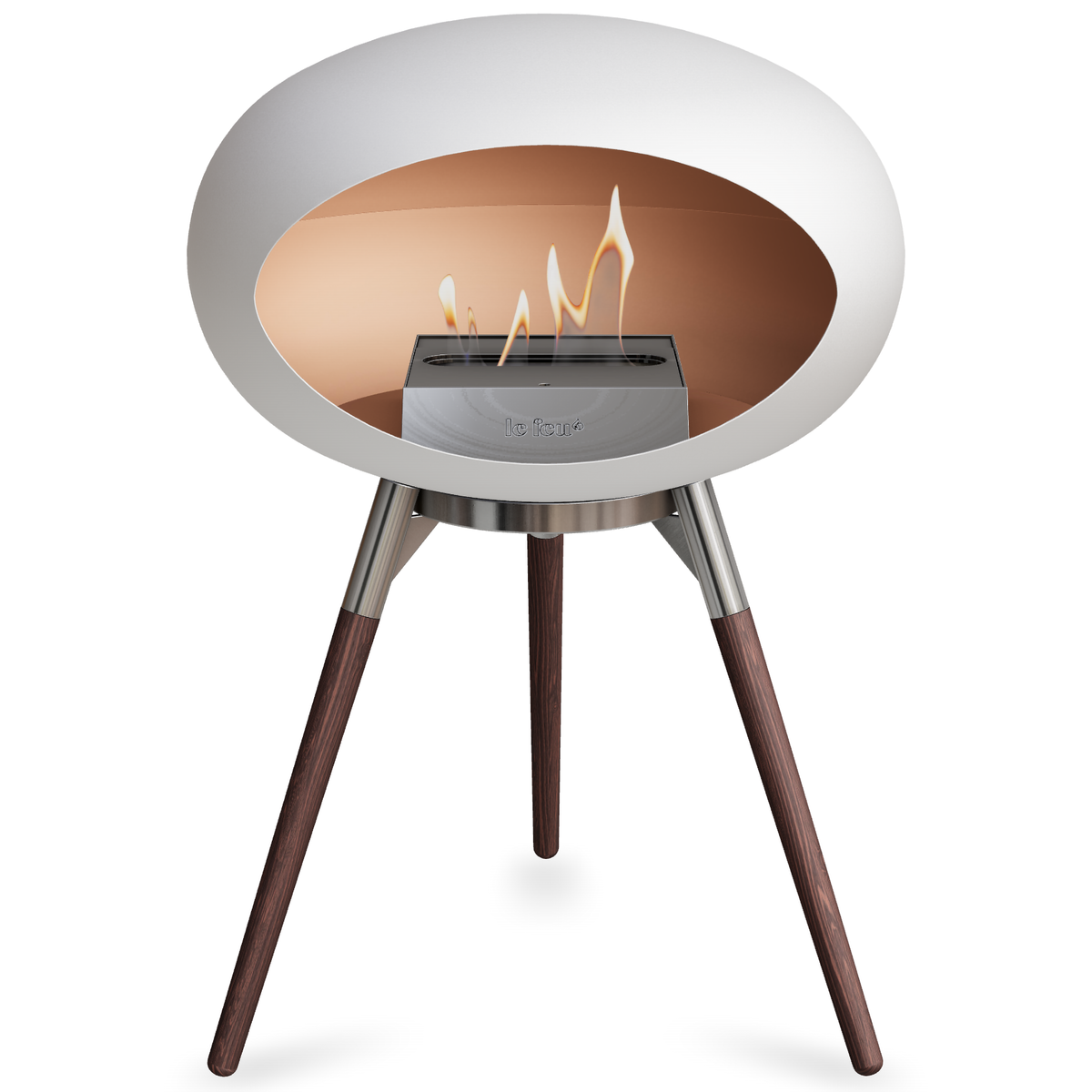 Ground Wood Low White Bio Fireplace
