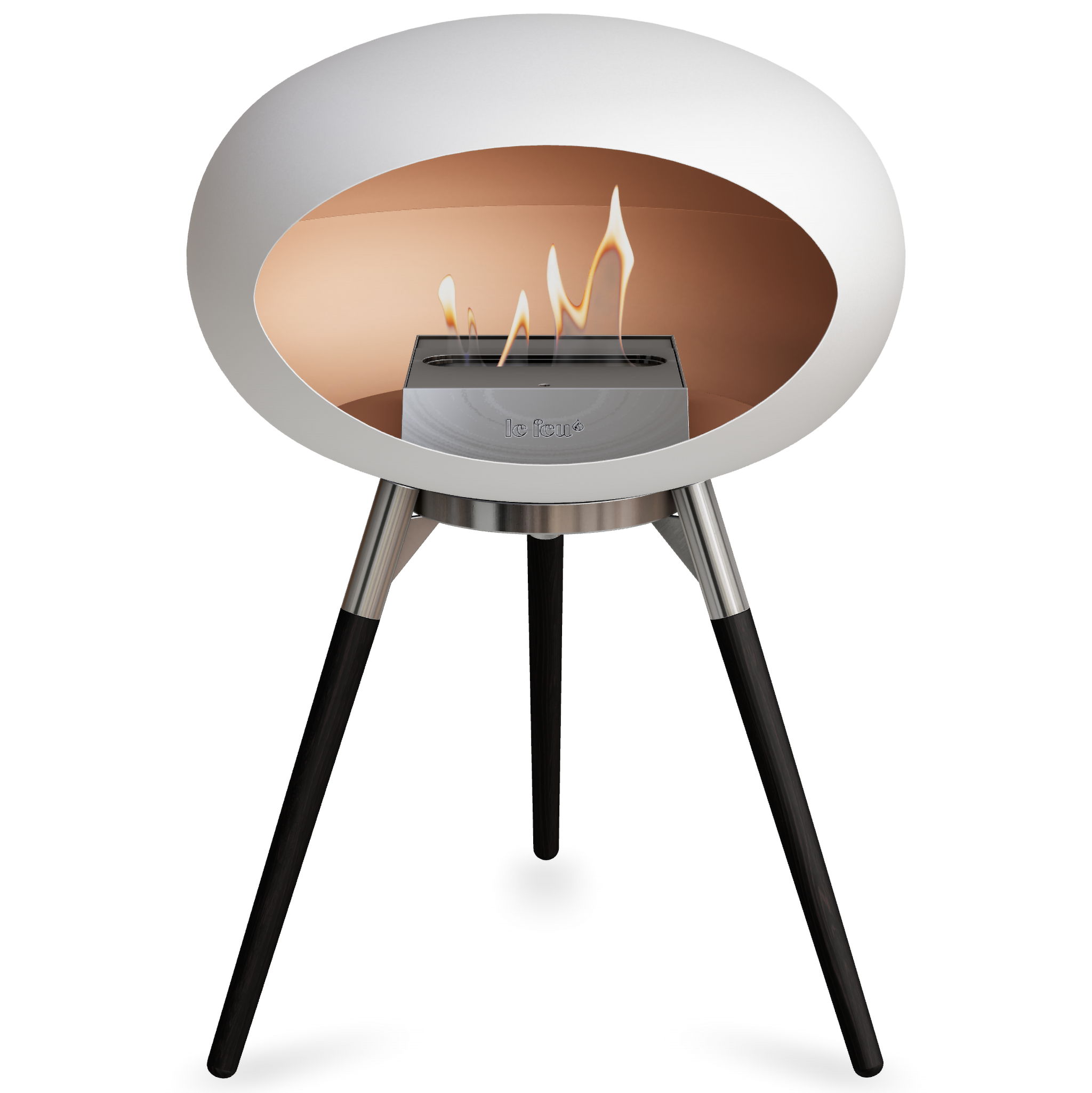 Ground Wood Low White Bio Fireplace