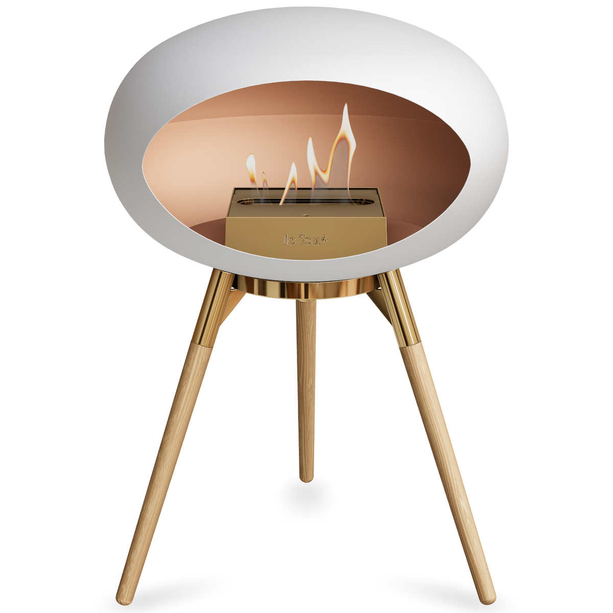 Ground Wood Low White Bio Fireplace