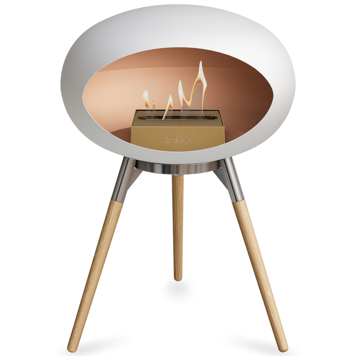 Ground Wood Low White Bio Fireplace