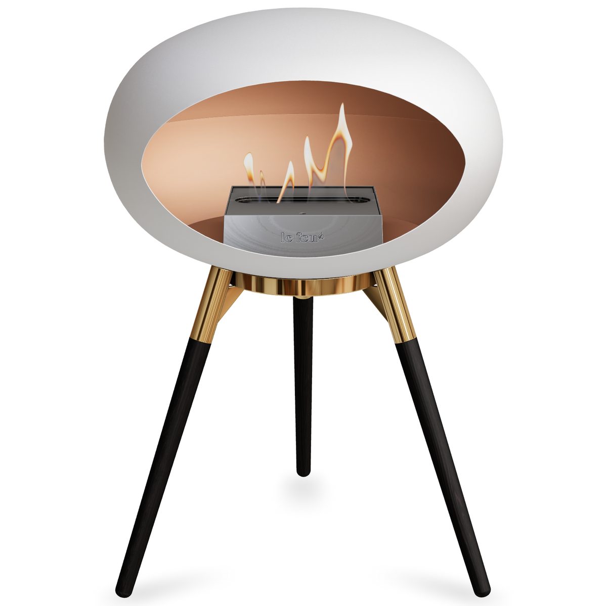 Ground Wood Low White Bio Fireplace