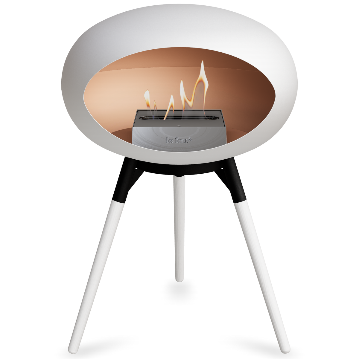 Ground Wood Low White Bio Fireplace