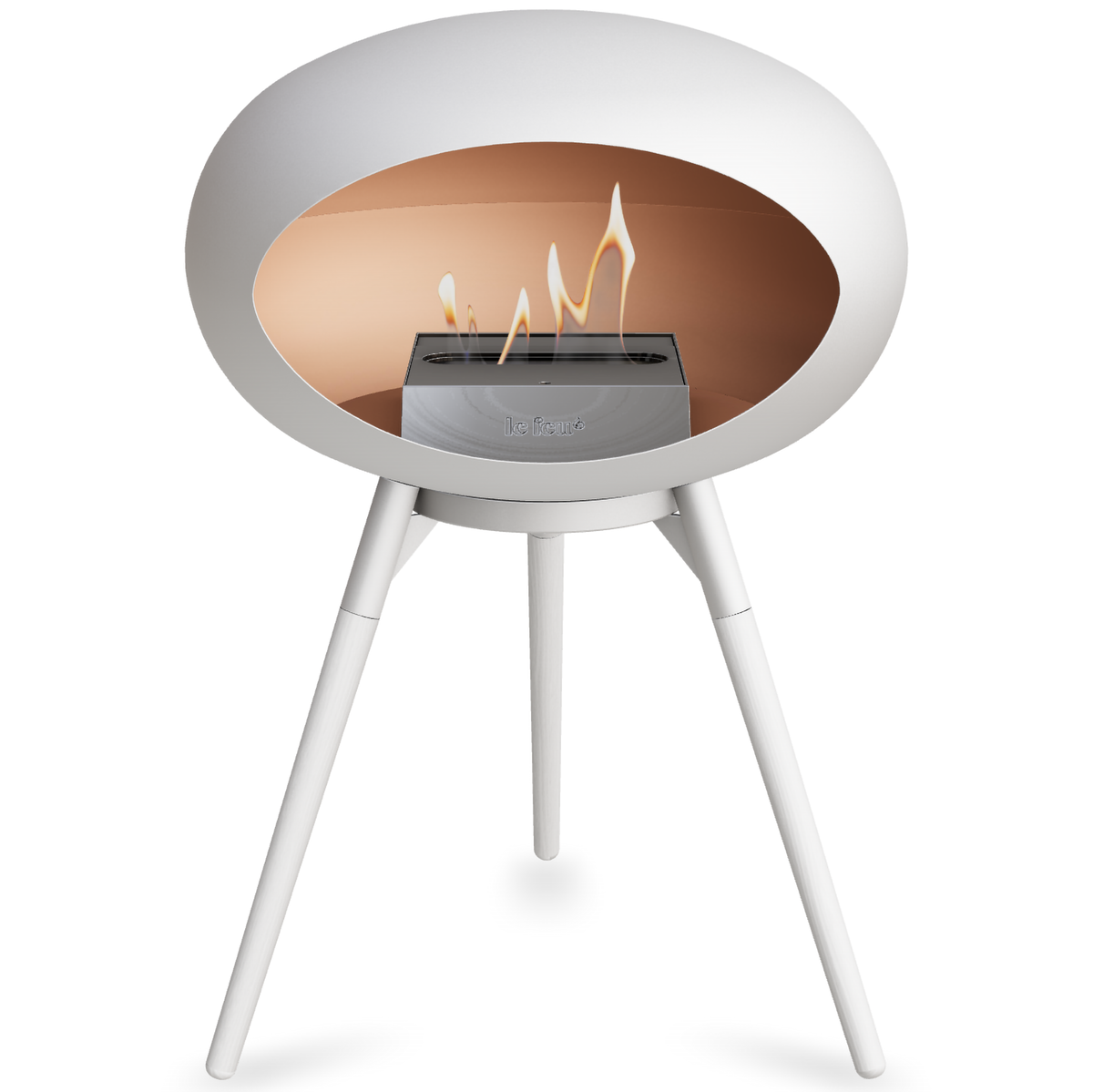 Ground Wood Low White Bio Fireplace