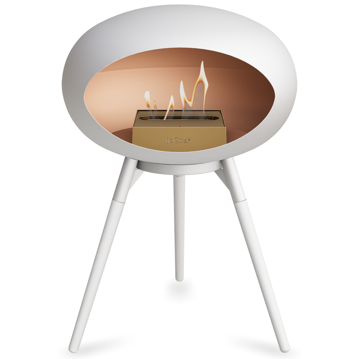 Ground Wood Low White Bio Fireplace