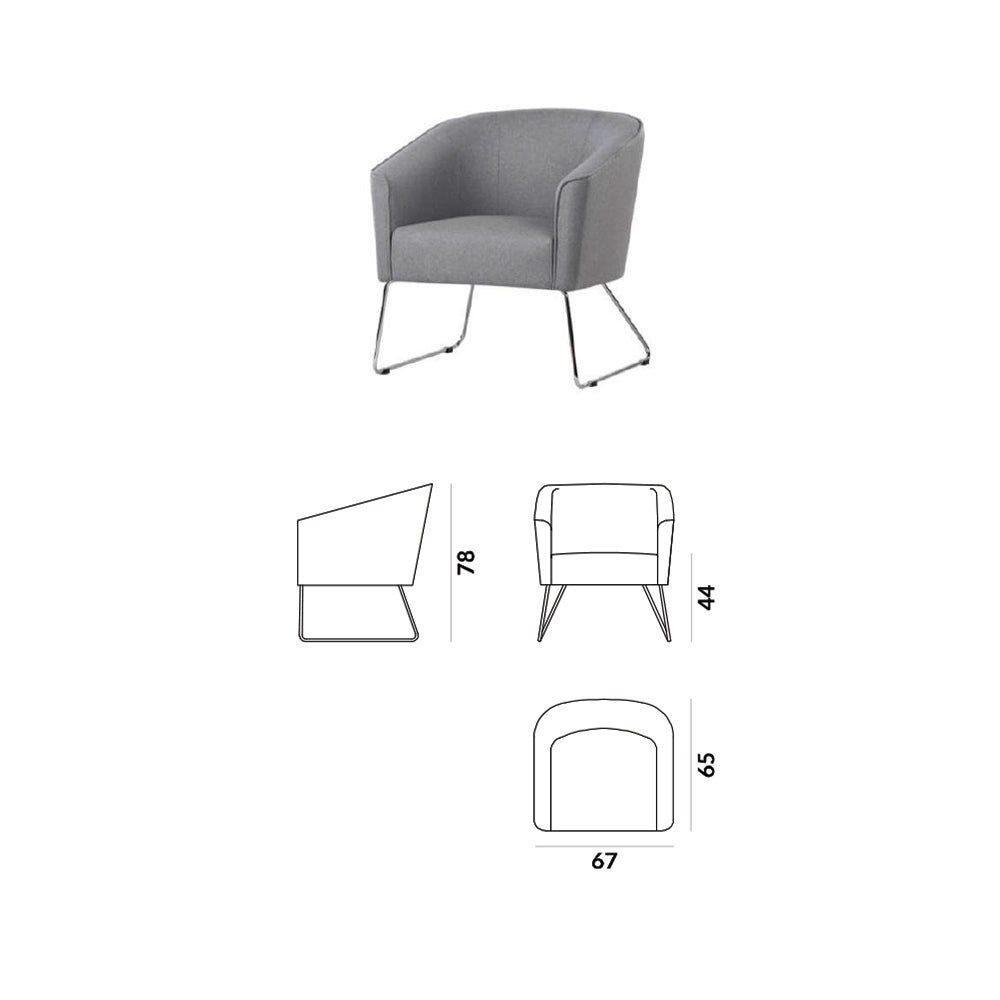 Len Armchair with Metal Legs