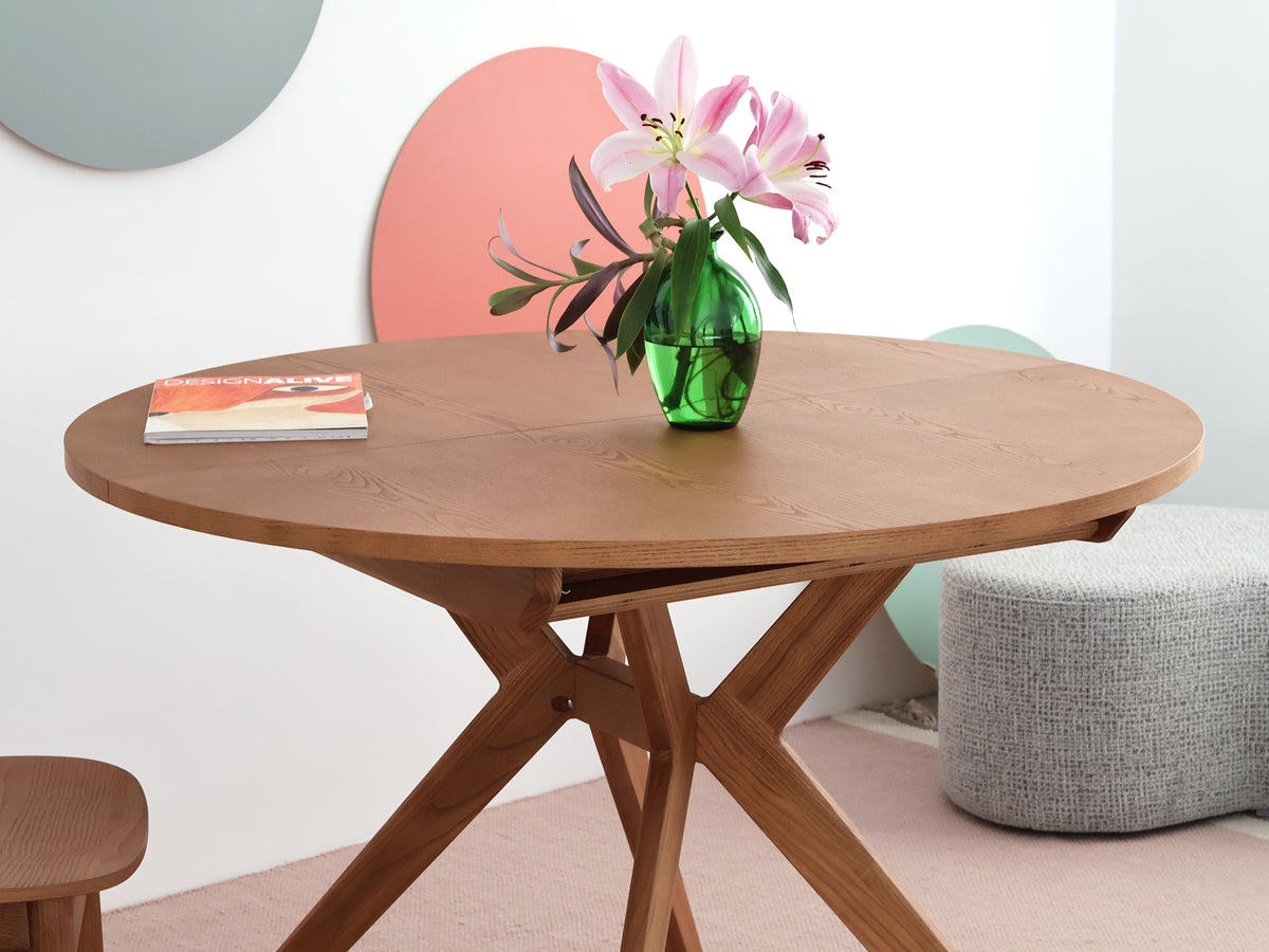 Biju Round Veneered Extendable Dining Table