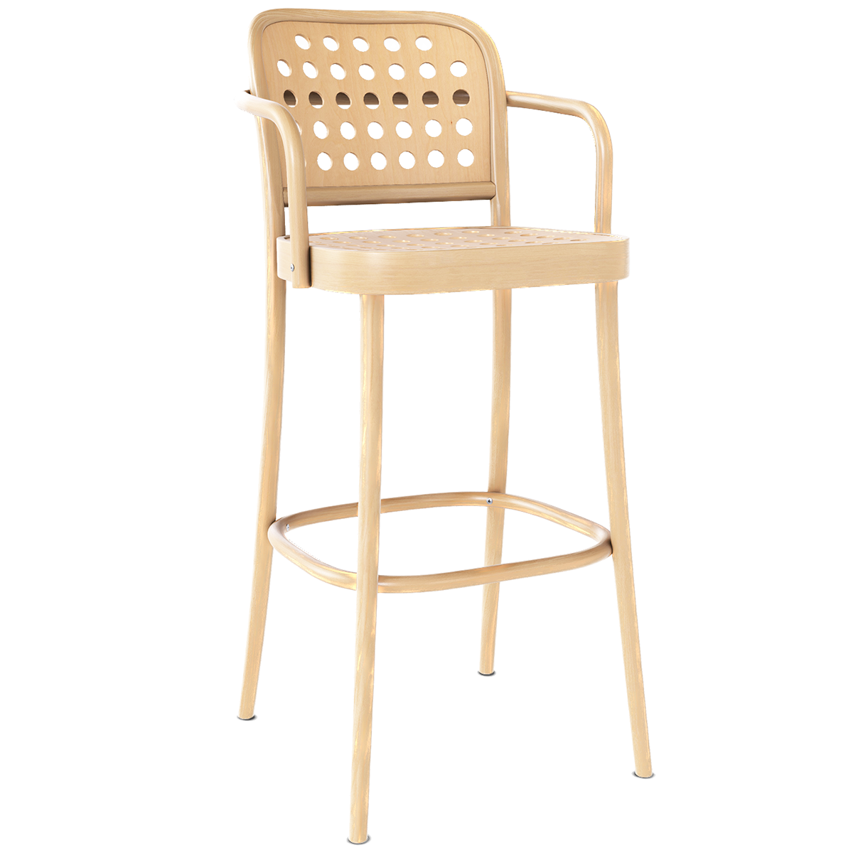 822 Wood Barstool with Backrest and Armrest - WOO .Design