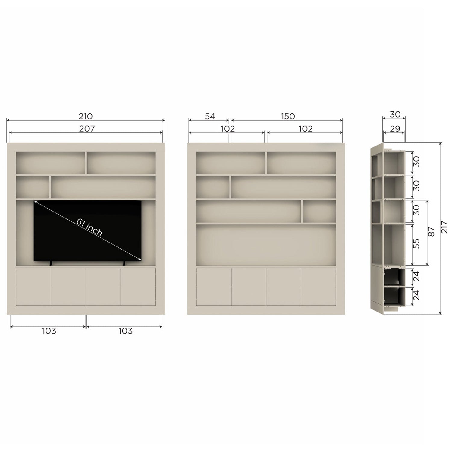 Wallcover Dust 4 Doors Wall Cabinet