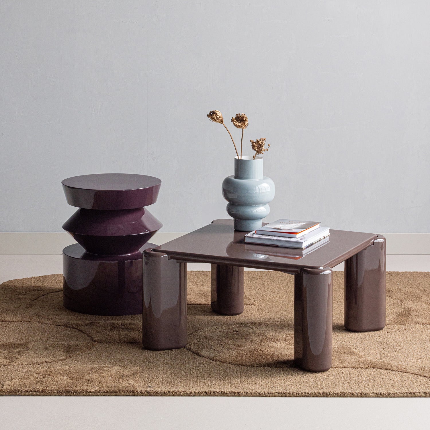 Auren Purple/Brown High Gloss Side Table