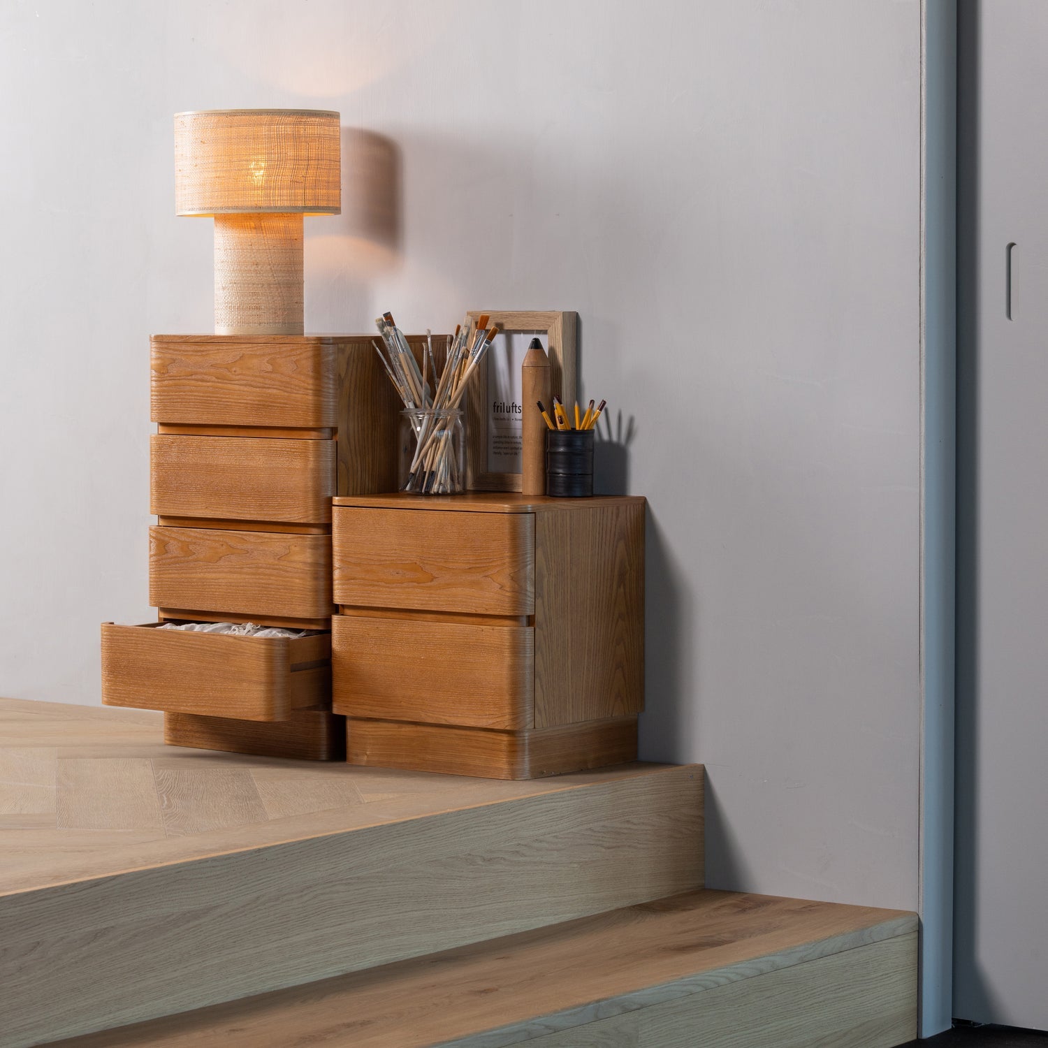 Fejo Brown 2 Drawers Night Stand
