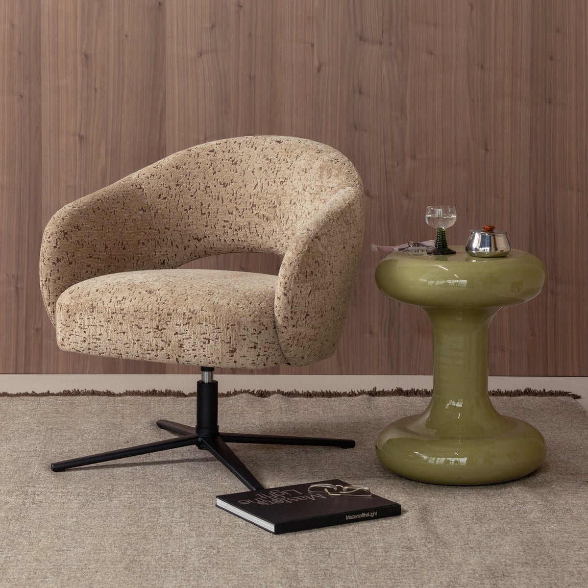 Pico Velvet Structured Swivel Armchair