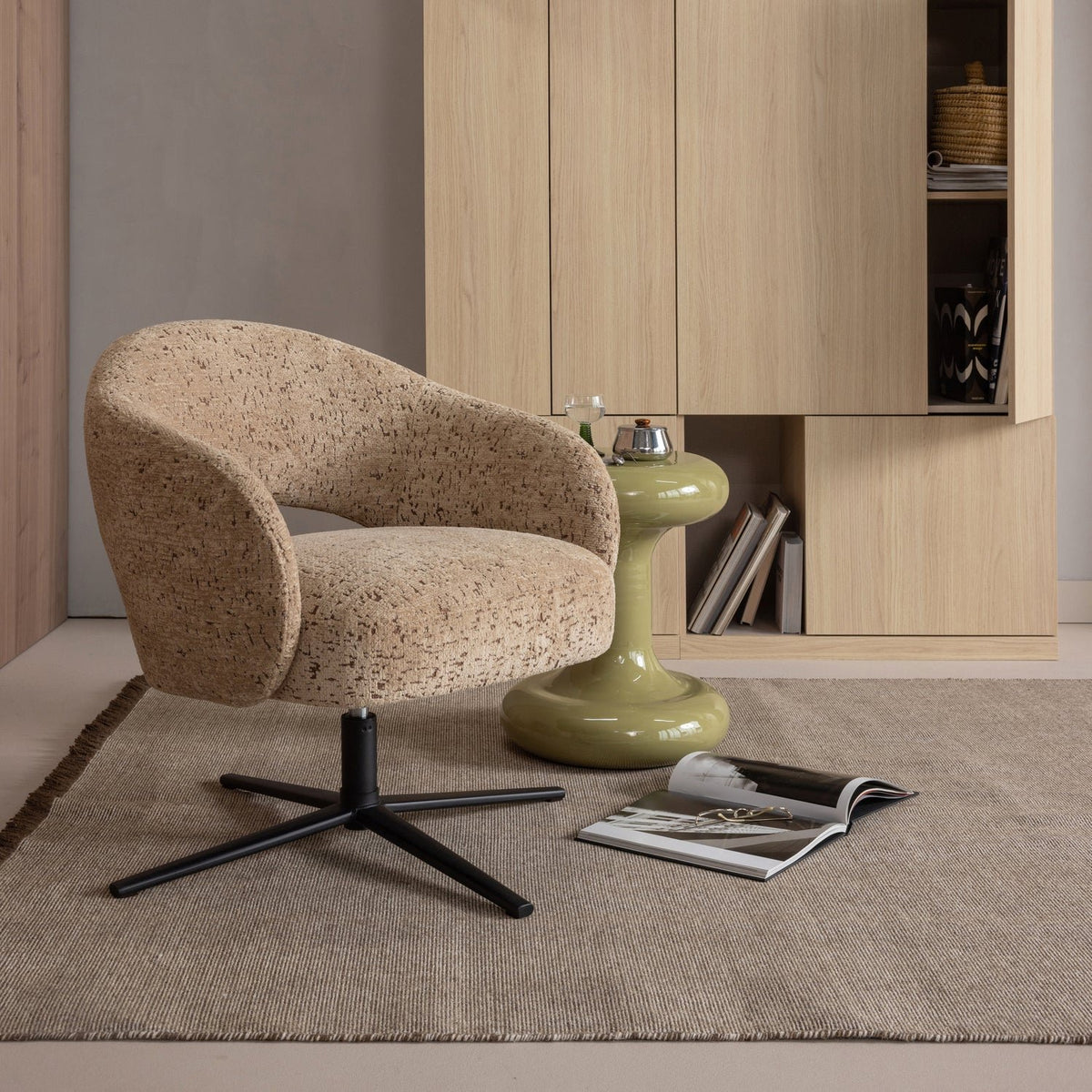 Pico Velvet Structured Swivel Armchair