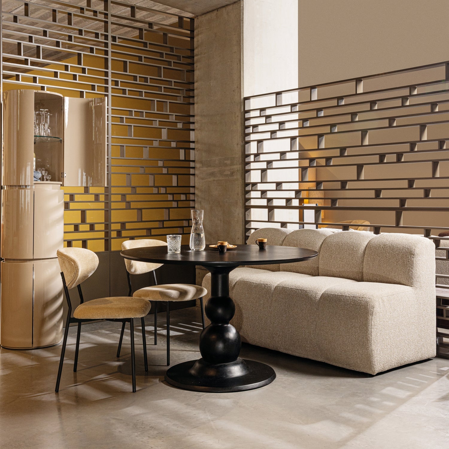 Sera Sand Gloss Round Cabinet
