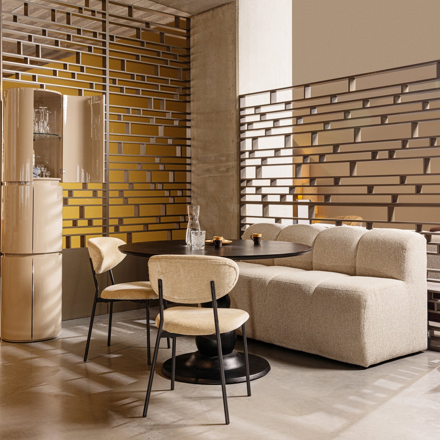 Sera Sand Gloss Round Cabinet