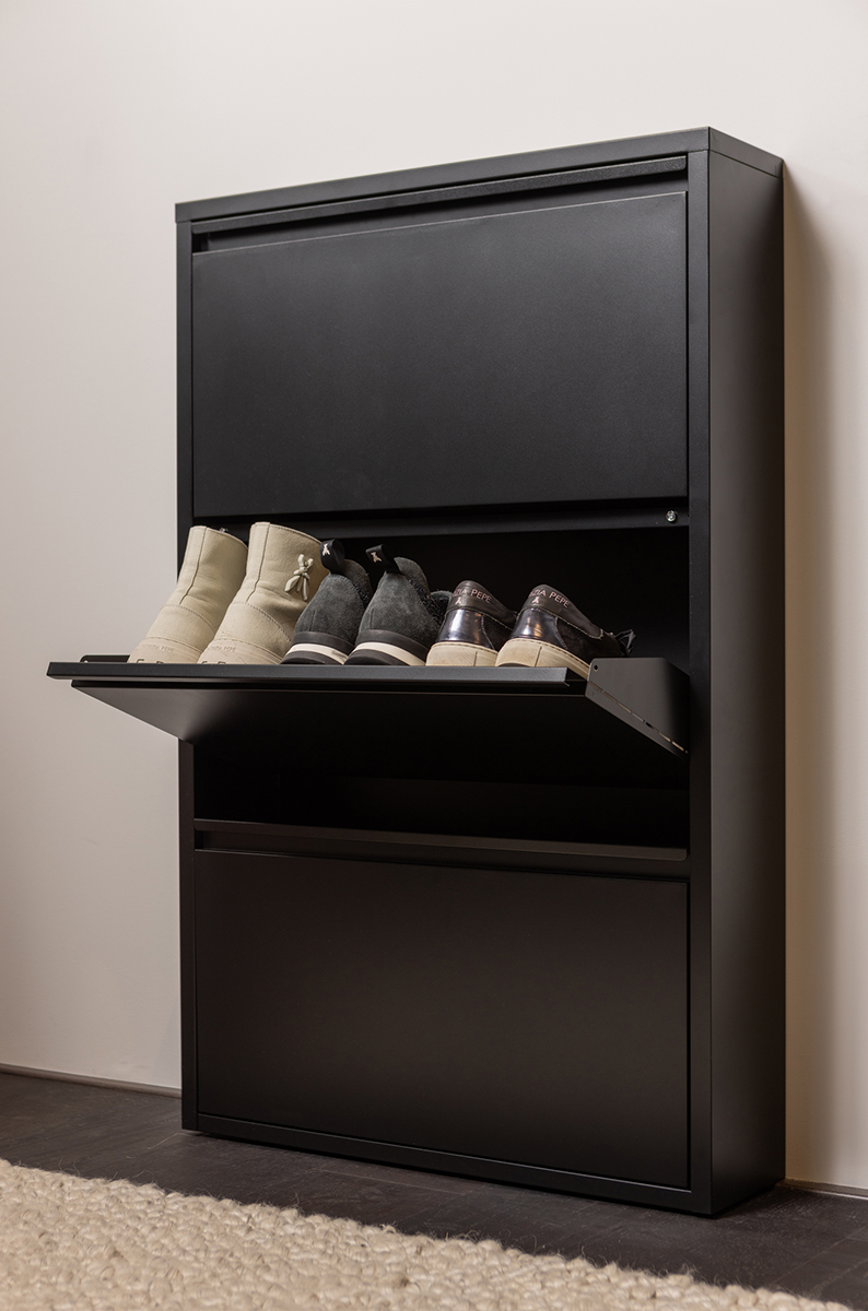 Sabine Metal 3 Compartment Shoe Cabinet - WOO .Design