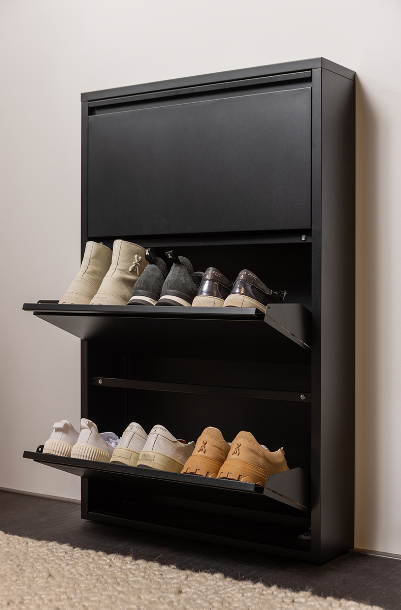Sabine Metal 3 Compartment Shoe Cabinet - WOO .Design